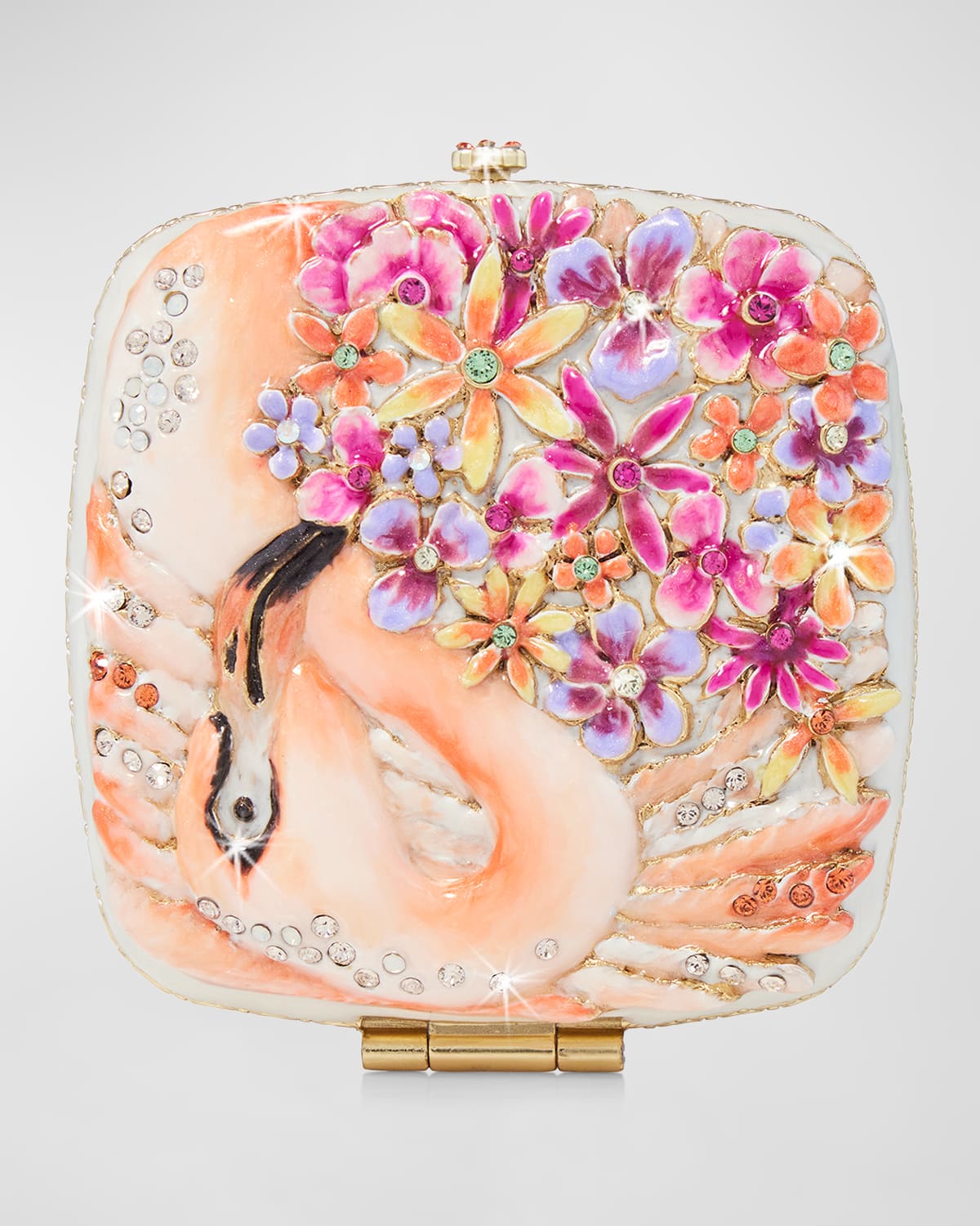 Shop Jay Strongwater Floral Flamingo Compact Mirror