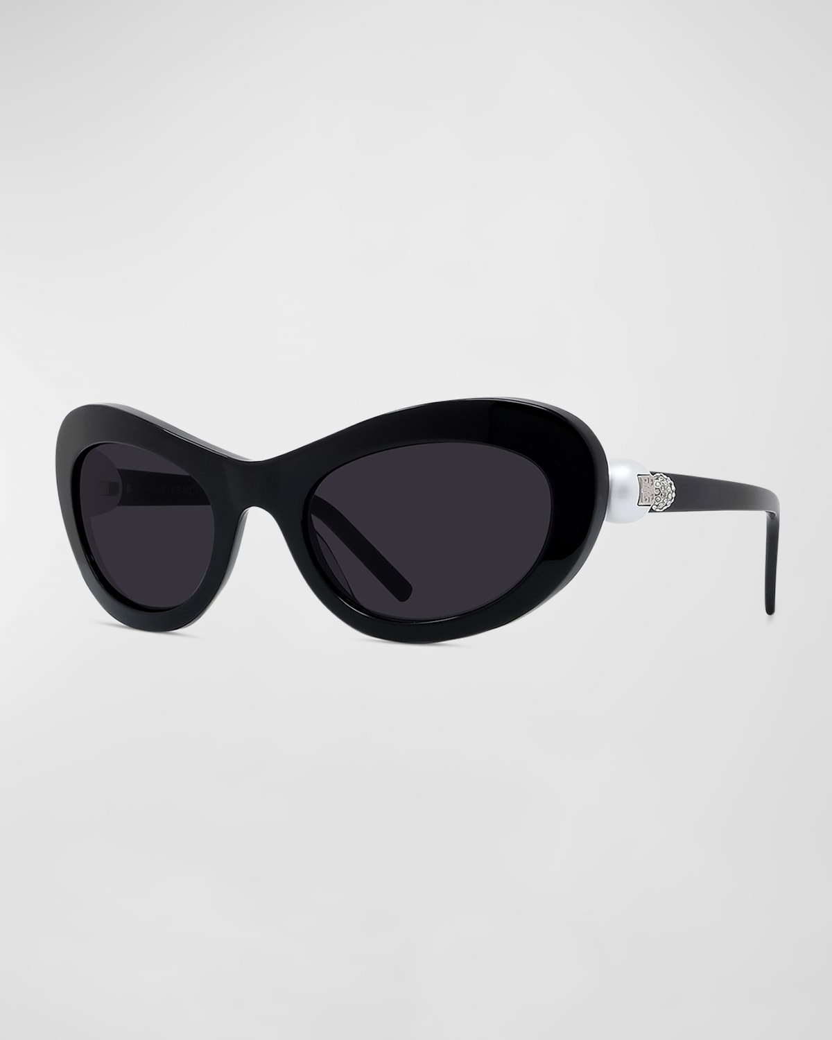 Givenchy Pearlescent Metal Butterfly Sunglasses In Shiny Black Smoke