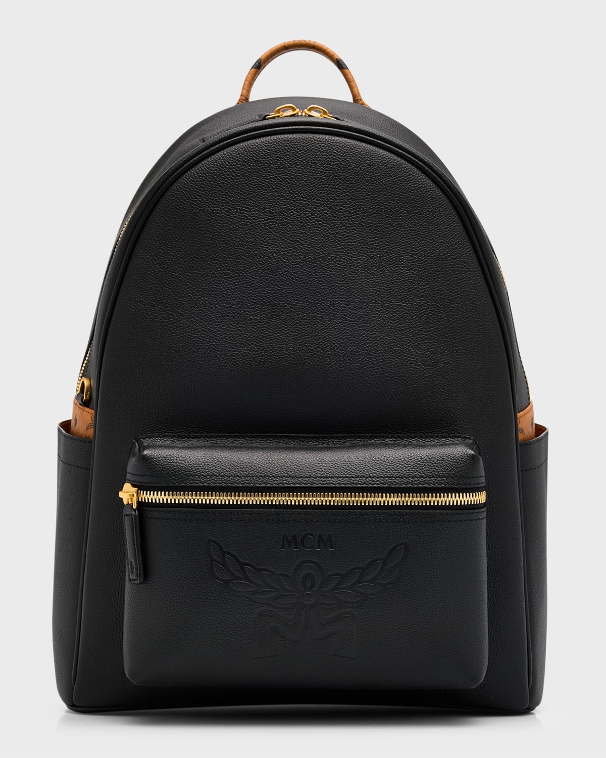 Men's Stark Embossed Logo Leather Backpack