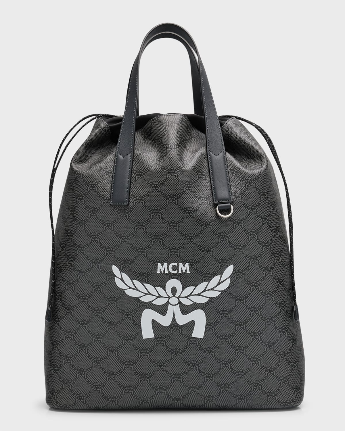 Shop Mcm Men's Lauretos Himmel Drawstring Backpack In Dark Grey