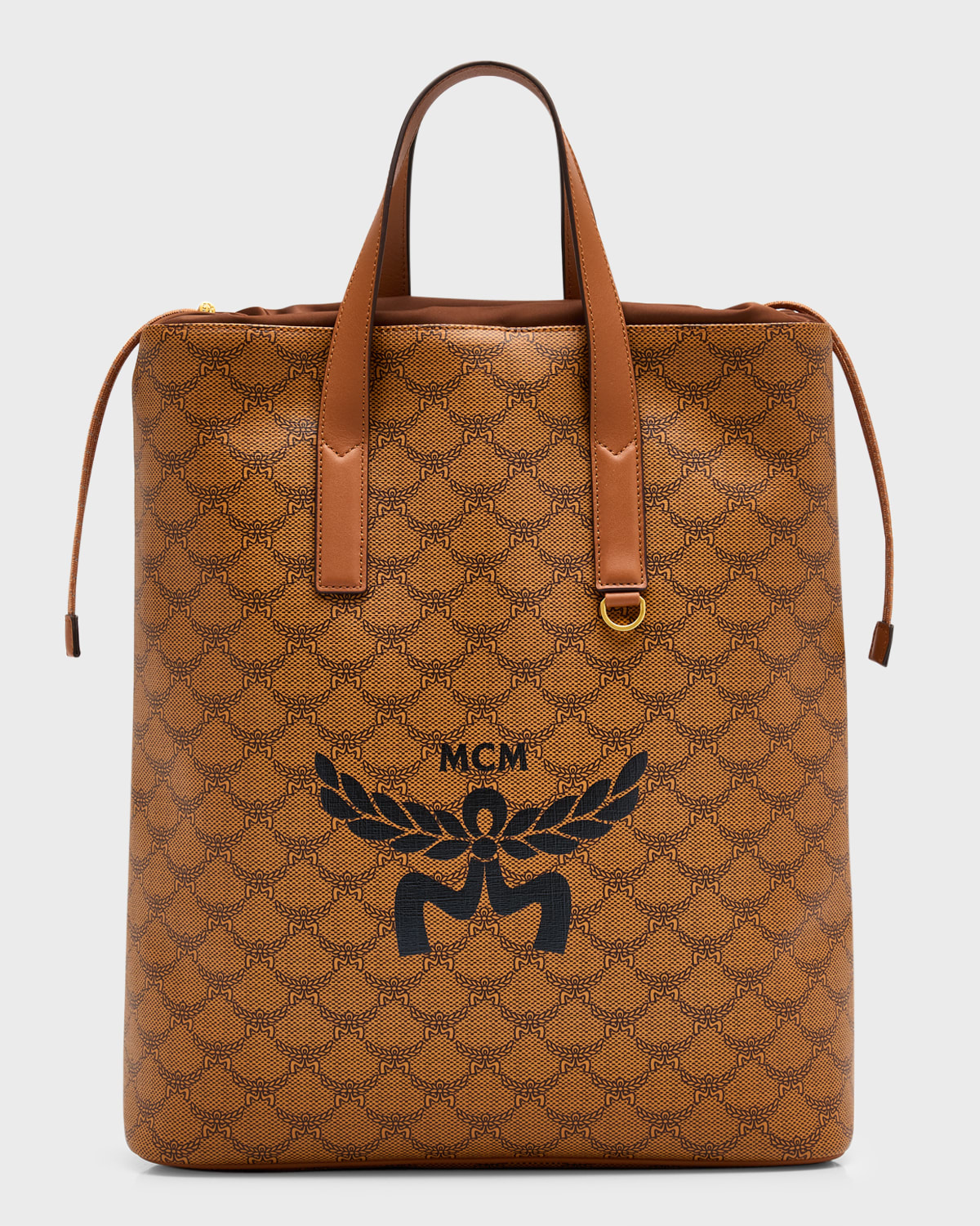 Shop Mcm Men's Lauretos Himmel Drawstring Backpack In Cognac