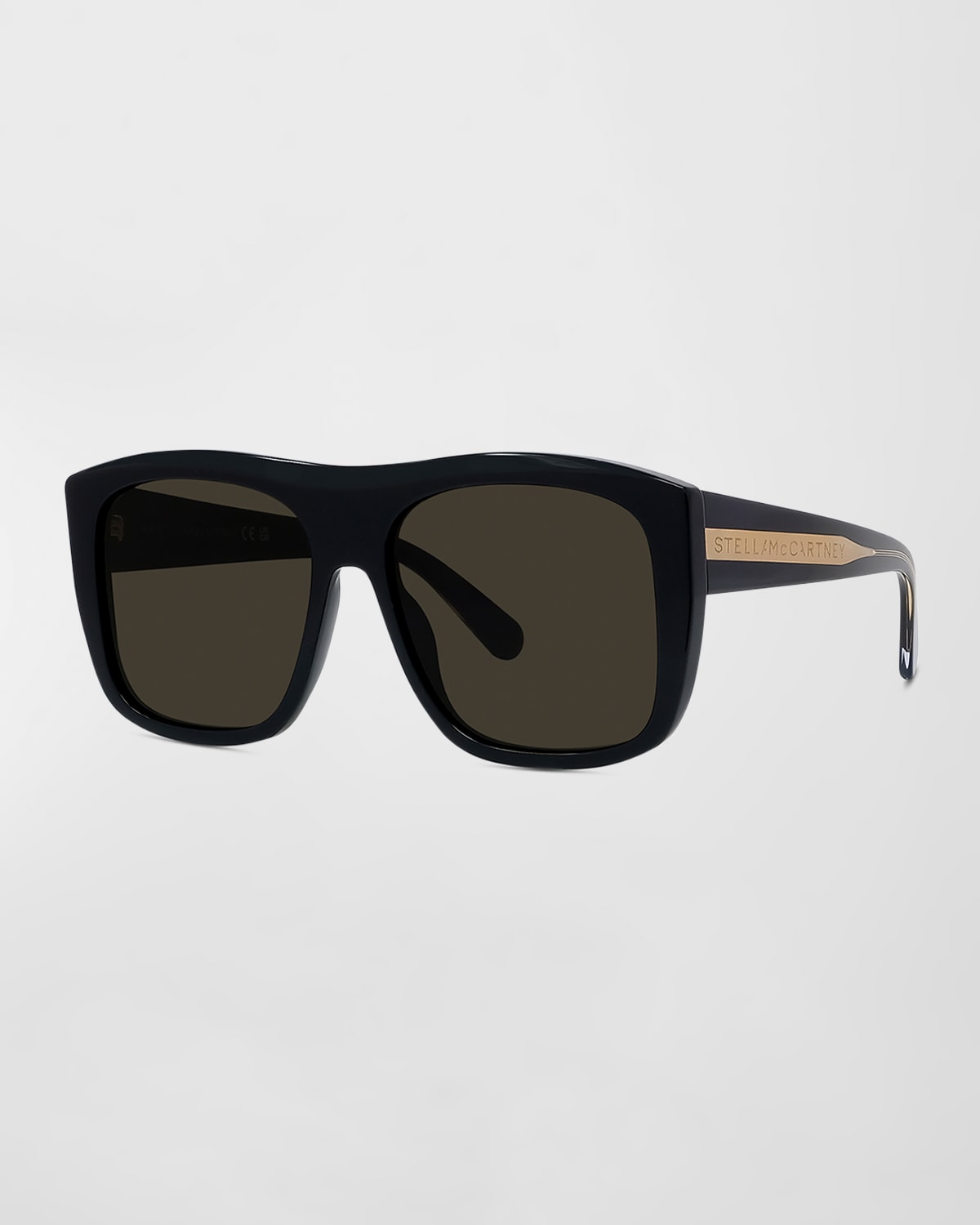 Stella Mccartney Acetate Square Sunglasses In Glossy Black