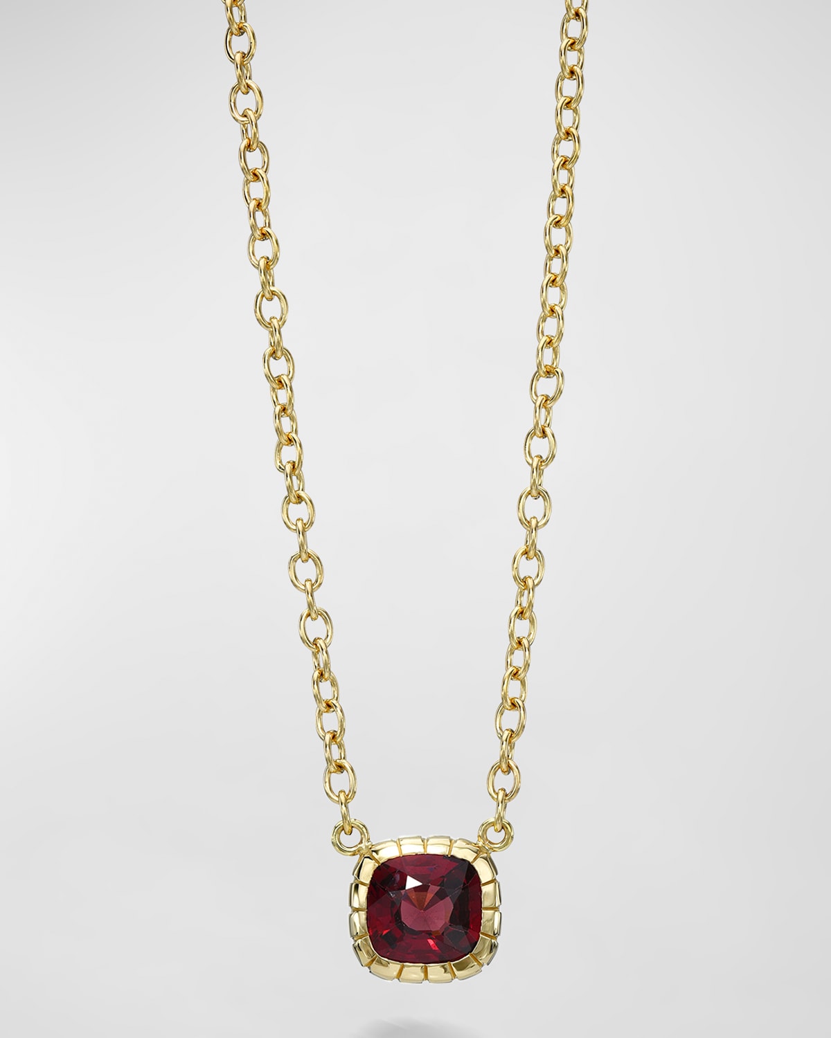 Retrouvai Garnet Heirloom Bezel Pendent Necklace In Gold