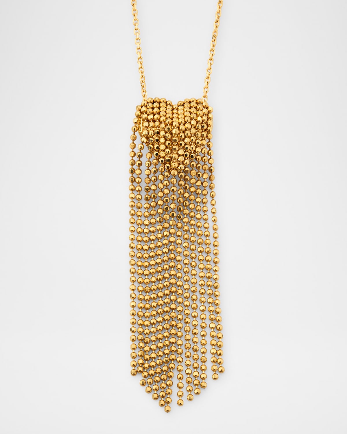18K Yellow Gold Hearts Chains Fringe Necklace