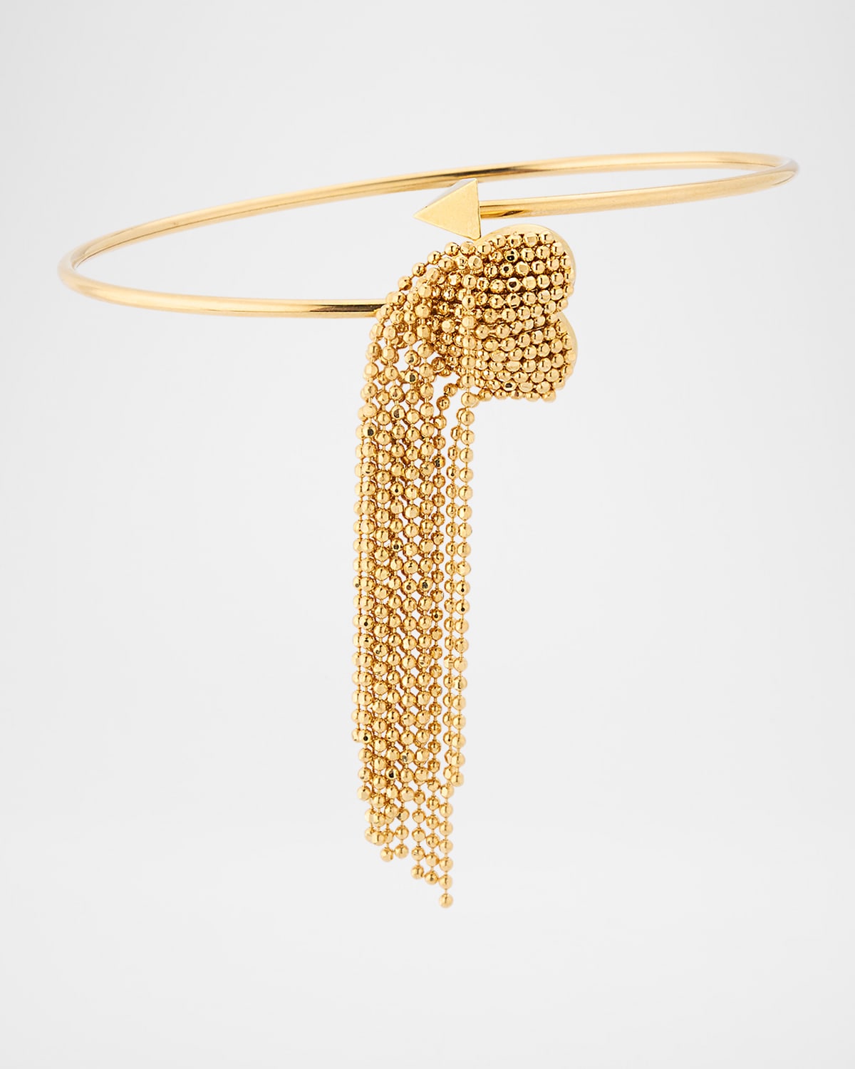 18K Yellow Gold Hearts Chains Fringe Bangle