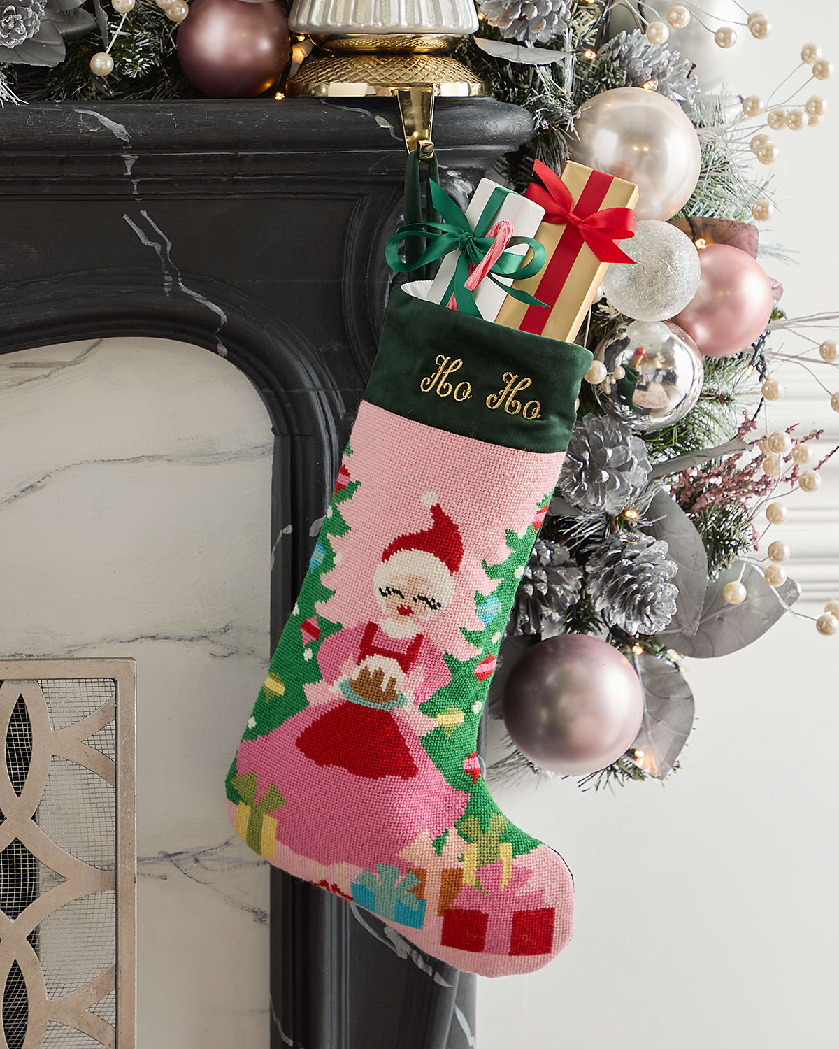 BAUBLE STOCKINGS X SAINTY NELSEN TO MY MOM, MRS. CLAUS CHRISTMAS STOCKING, PERSONALIZED 