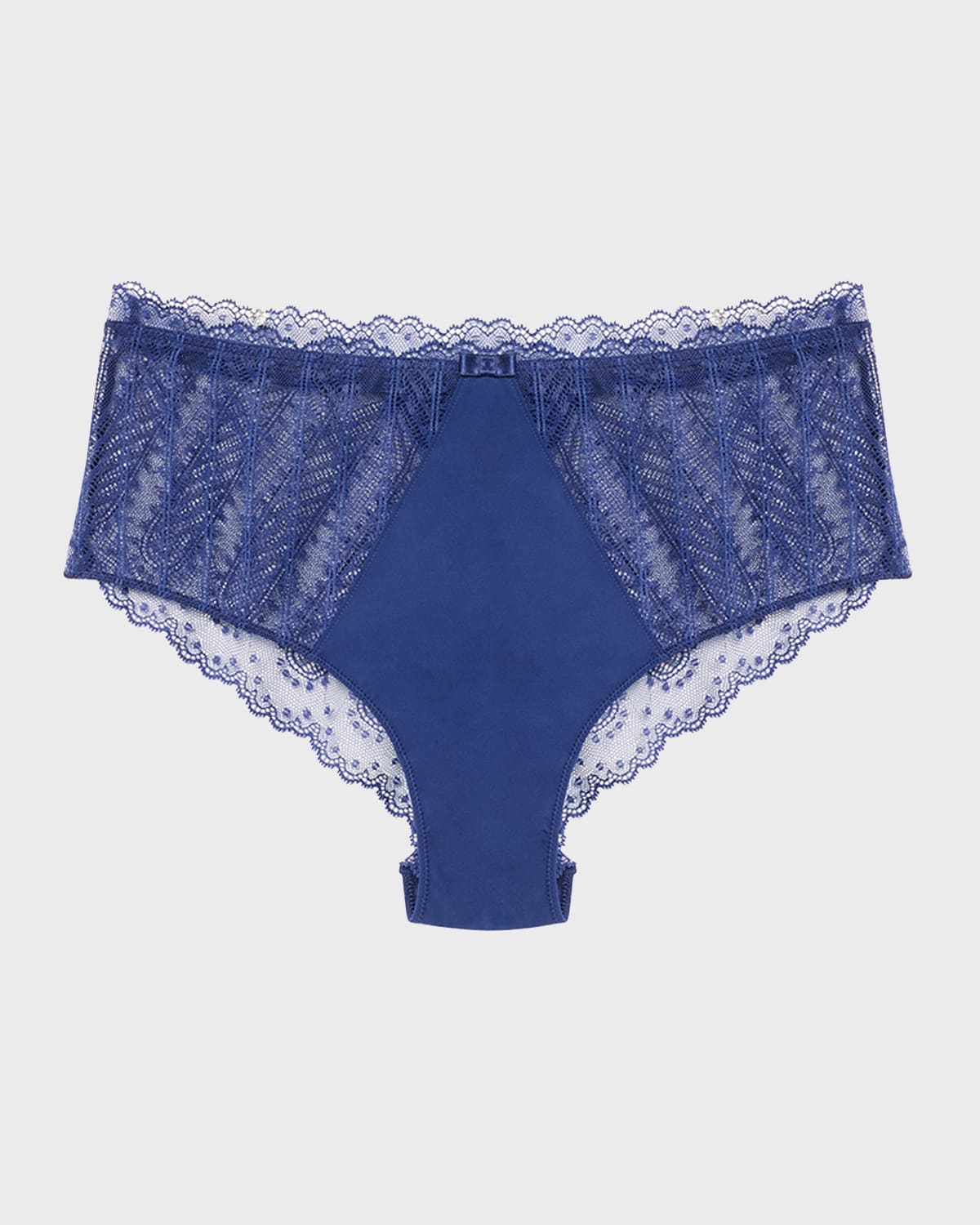 Simone Perele Canopee High-rise Lace & Crepe Retro Briefs In Midnight