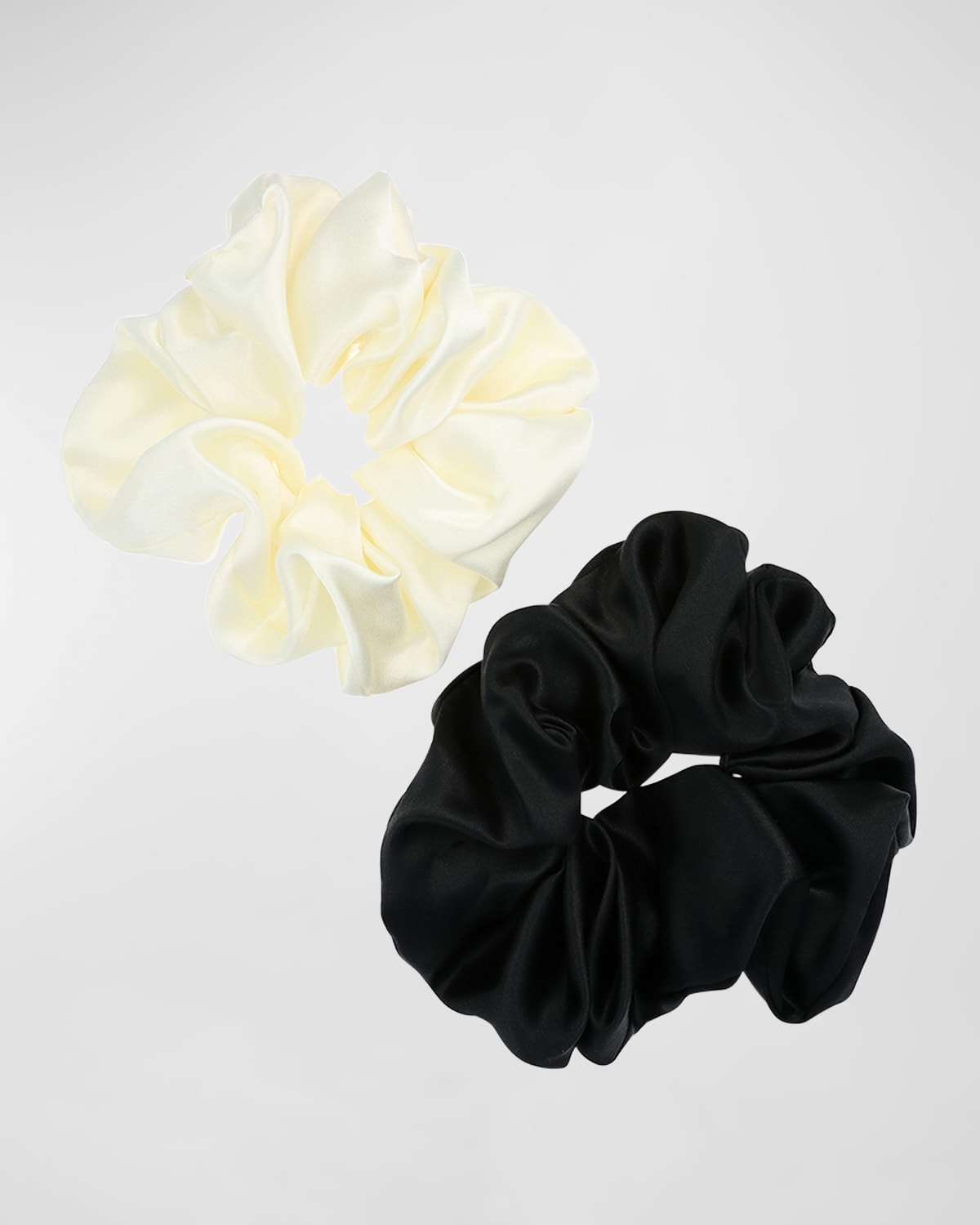 L. Erickson Usa Large Silk Ponytail Holders, Set Of 2 In Black/ivory