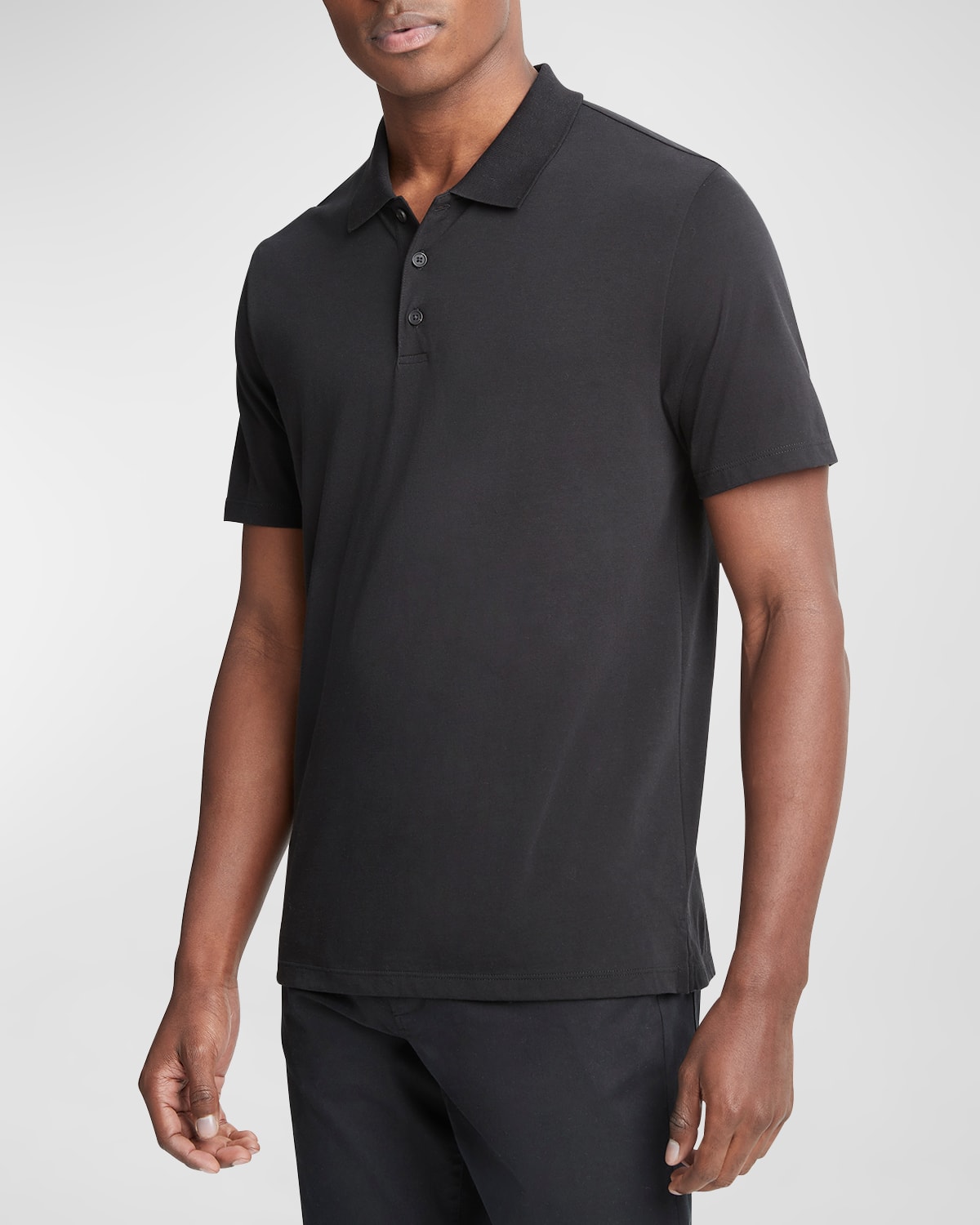 Vince Men's Pima Cotton Polo Shirt In Black