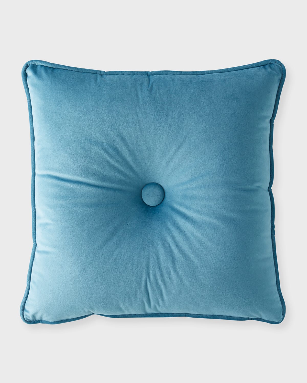 Austin Horn Collection Imperial Button Velvet Pillow, 20" Square In Blue