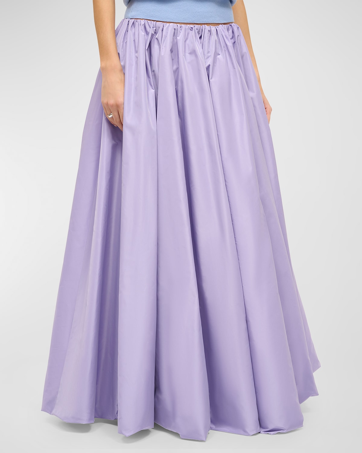 Shop Staud Bellagio Full-length Gathered Skirt In Lilac
