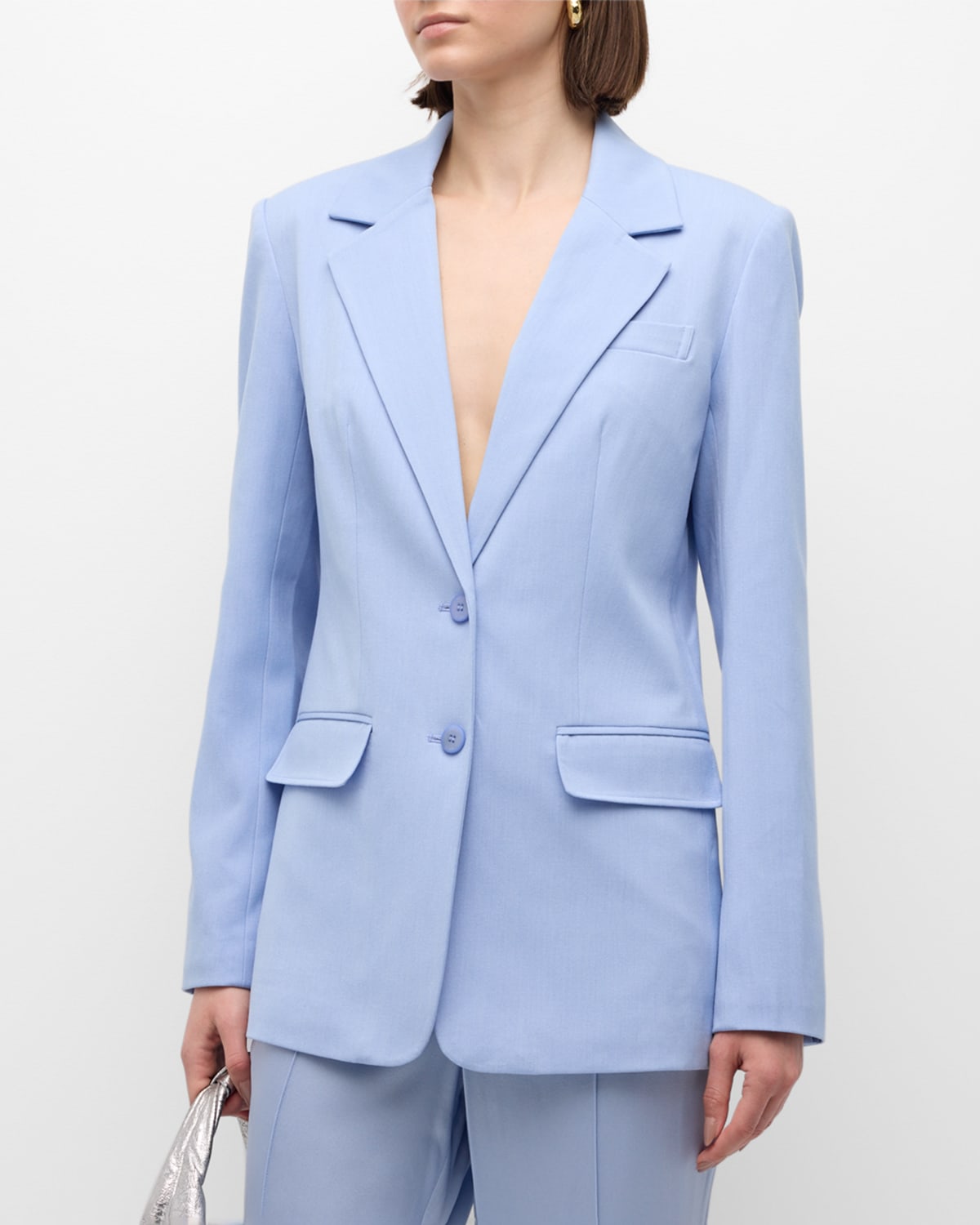 Staud City Straight Single-breasted Blazer In Periwinkle