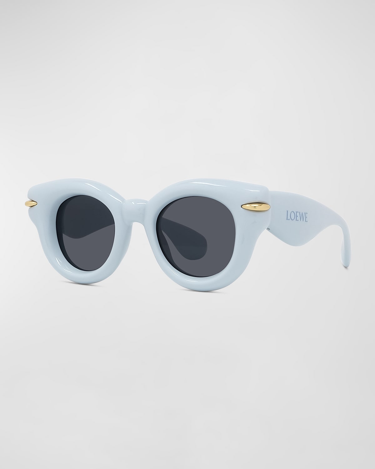 Loewe Men's Inflated Acetate-nylon Round Sunglasses In Ltbluosmkg