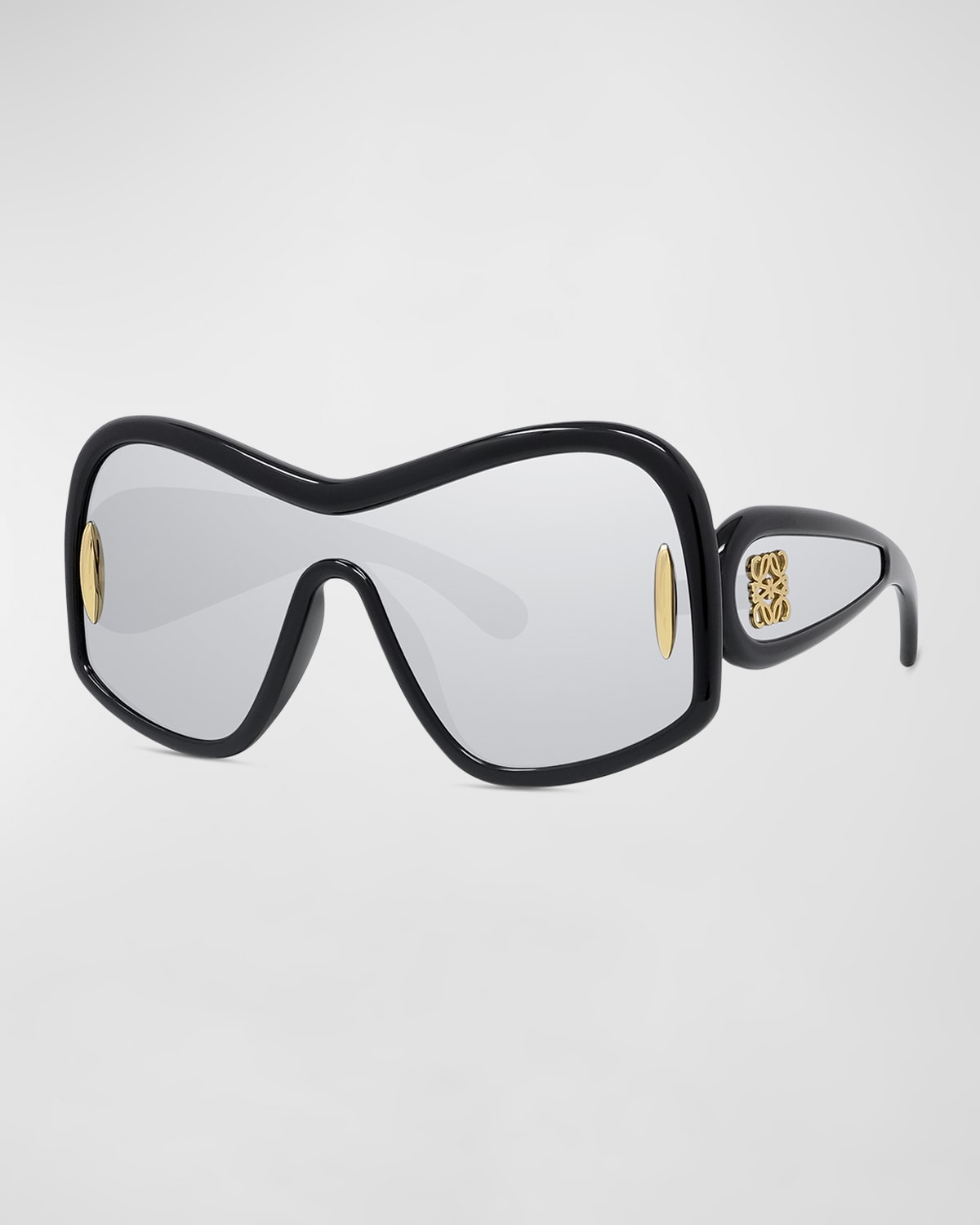 Loewe Men's Anagram Nylon Shield Sunglasses In Sblksmkmr