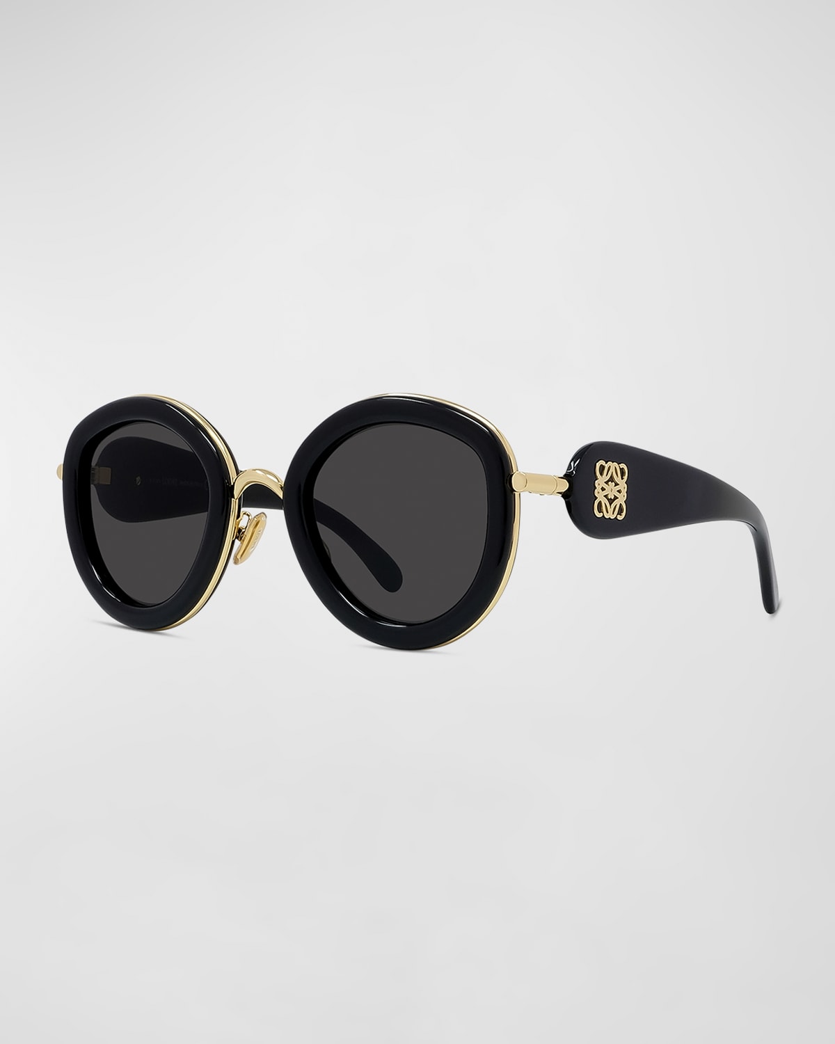 Loewe Men's Anagram Acetate Round Sunglasses In Sblksmk