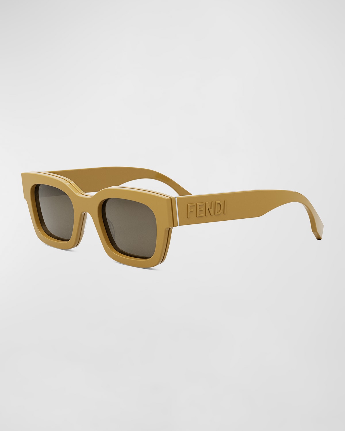 Fendi Men's Signature Oval Logo Sunglasses In Ylwobrn