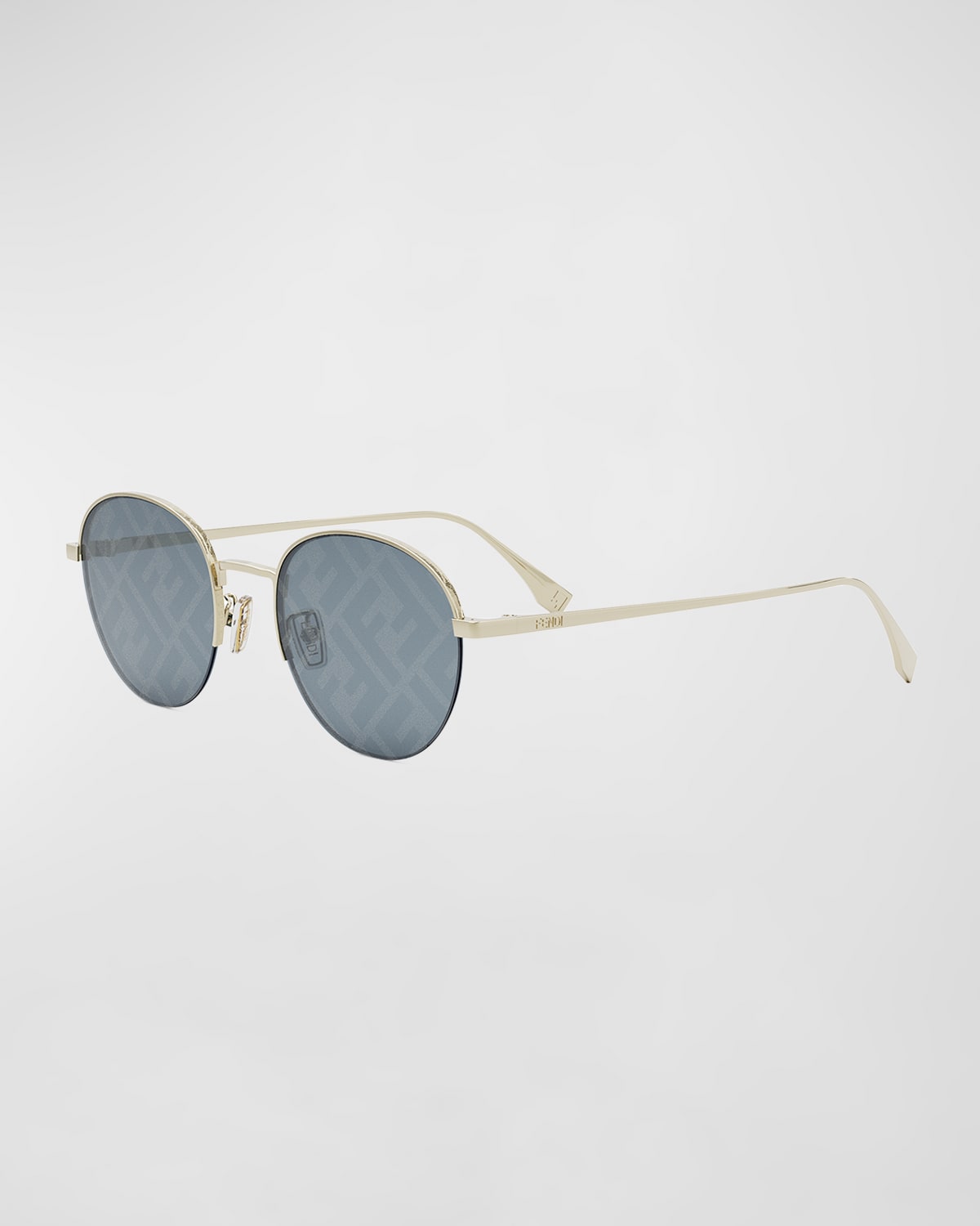 Fendi Men's Travel Monogram Metal Sunglasses In Gold / Blu Mirror