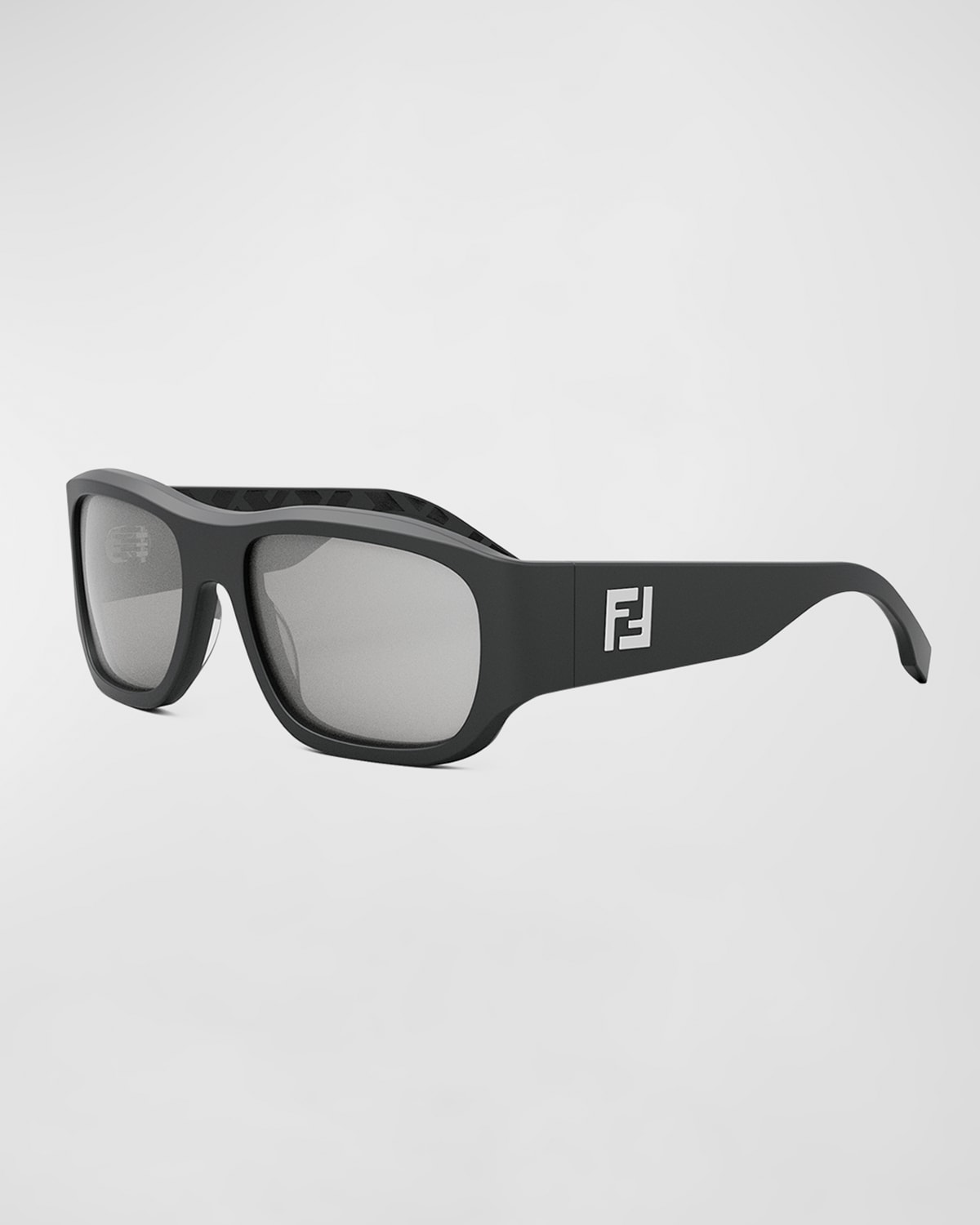 Fendi Men's Ff Logo Rectangle Sunglasses In Gryosmkmr