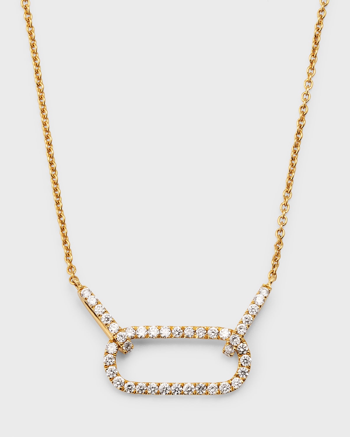 Lisa Nik 18k Yellow Gold Diamond Paper Clip Link Necklace