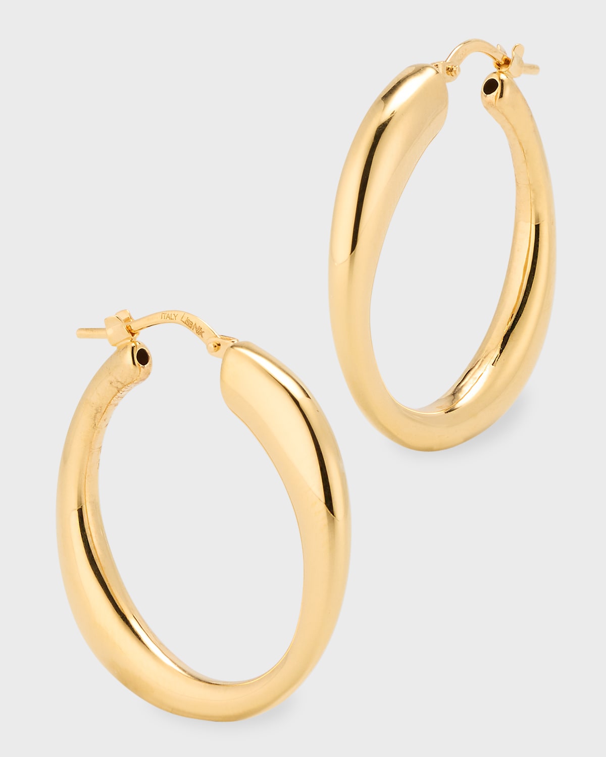 18k Yellow Gold Thick To Thin Hoop Earrings