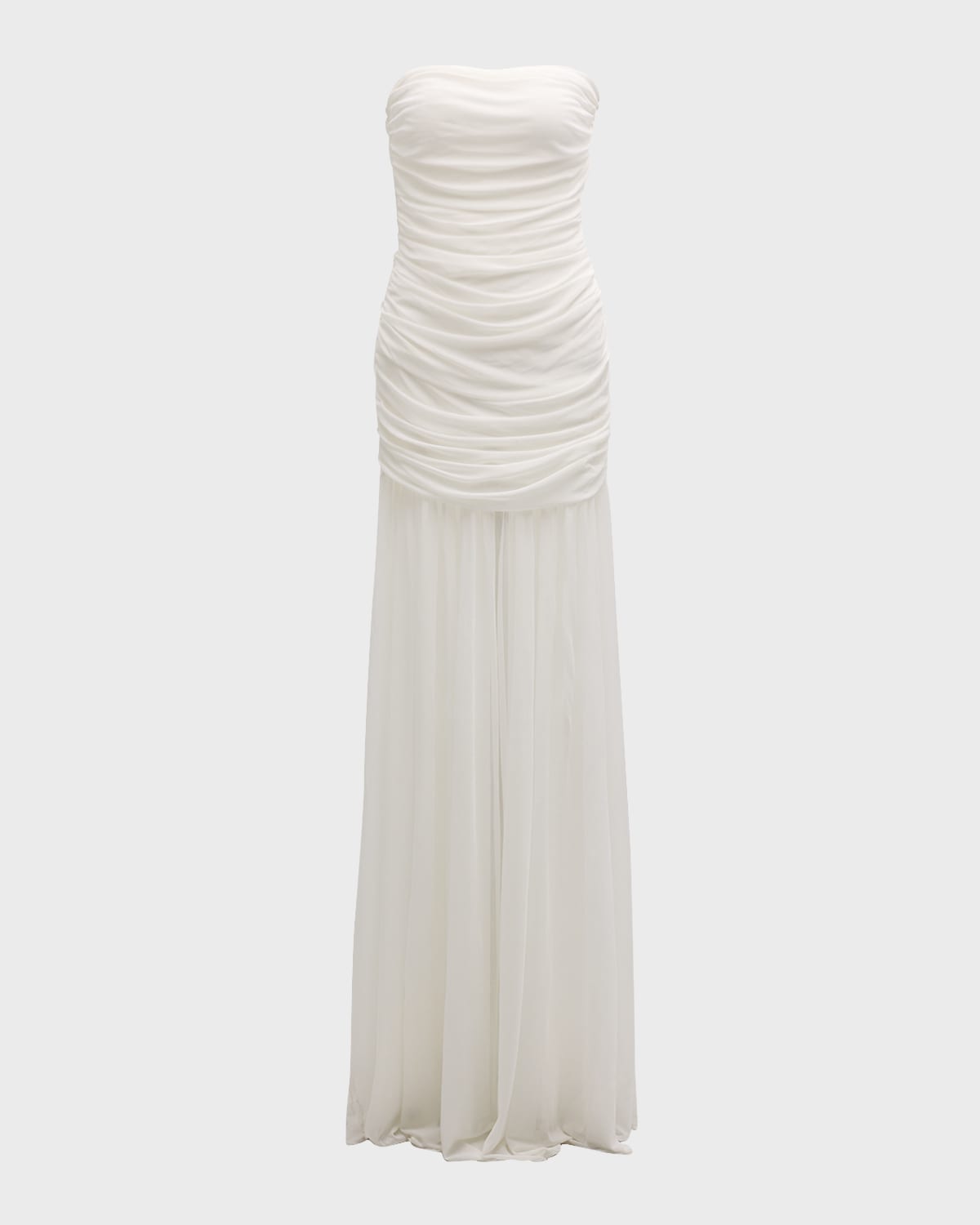 Retroféte Adele Ruched Strapless Maxi Dress In White