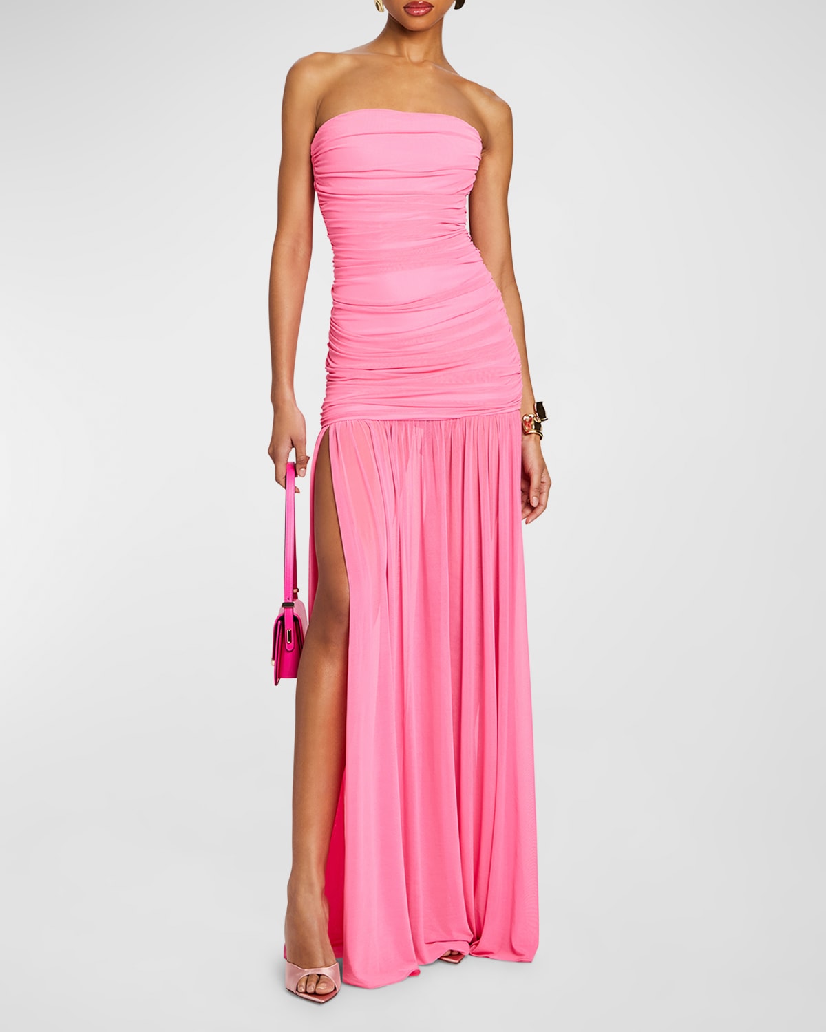 RETROFÉTE ADELE RUCHED STRAPLESS MAXI DRESS