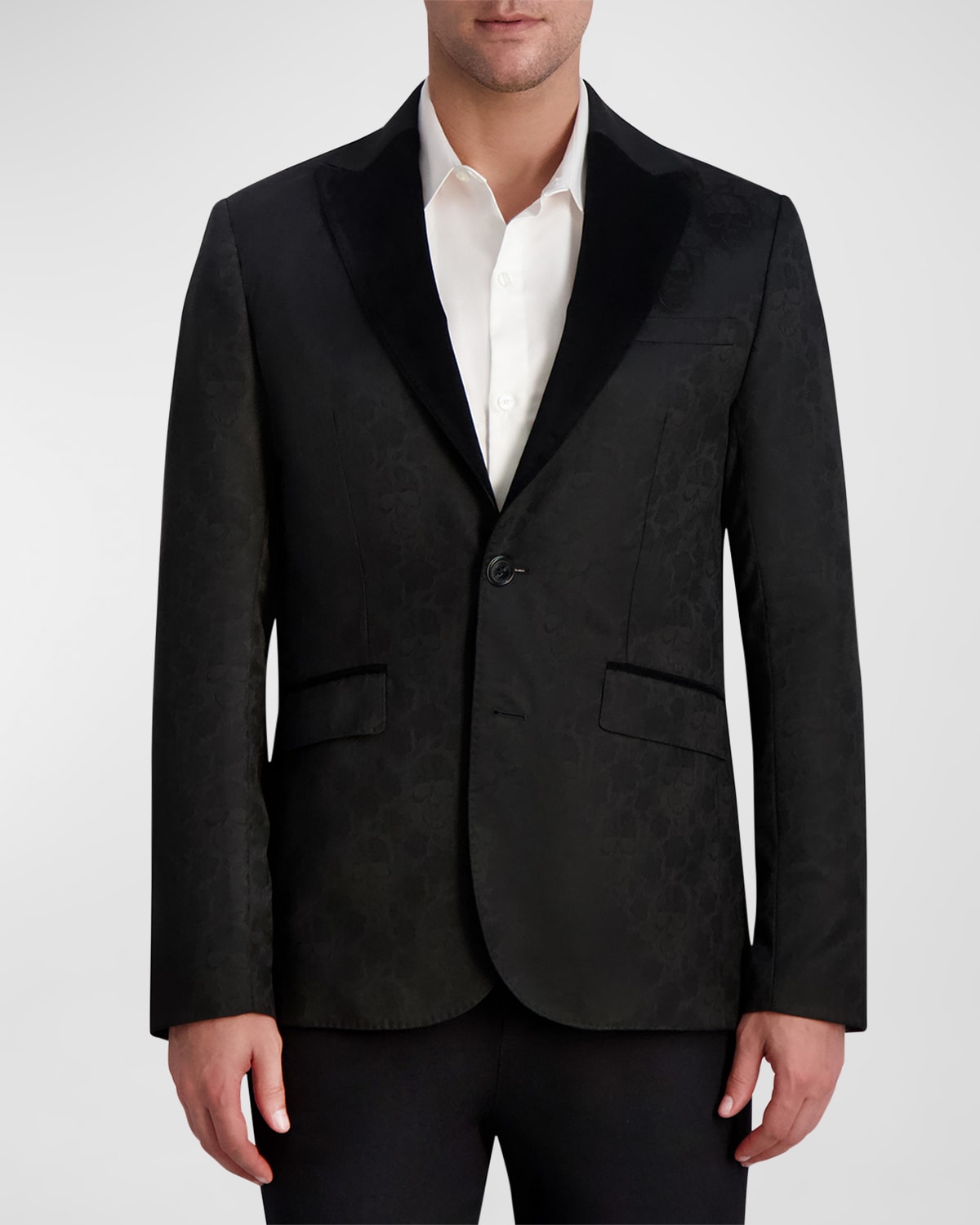 Karl Lagerfeld Paris White Label Karl Lagerfeld Paris Slim Fit Jacquard Blazer With Contrast Trim In Black