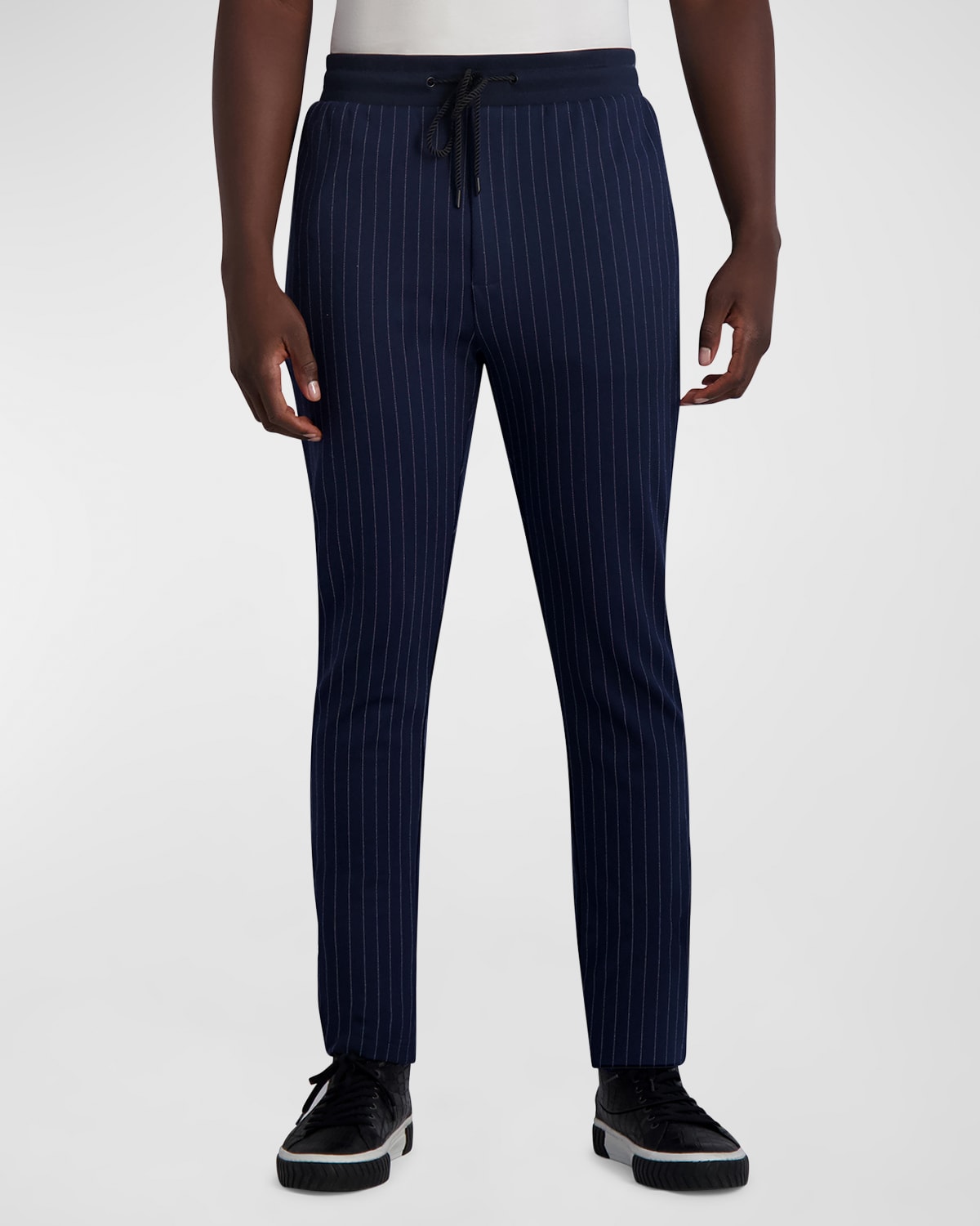 Shop Karl Lagerfeld Men's Pinstripe Track Jogger Pants In Navy