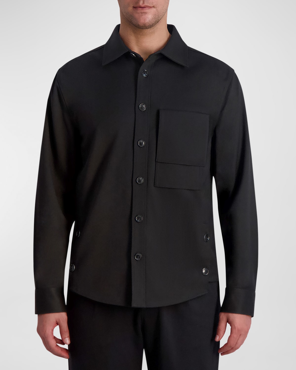 Karl Lagerfeld Paris White Label Men's Shirt Jacket With Oversized Chest Pocket In Black