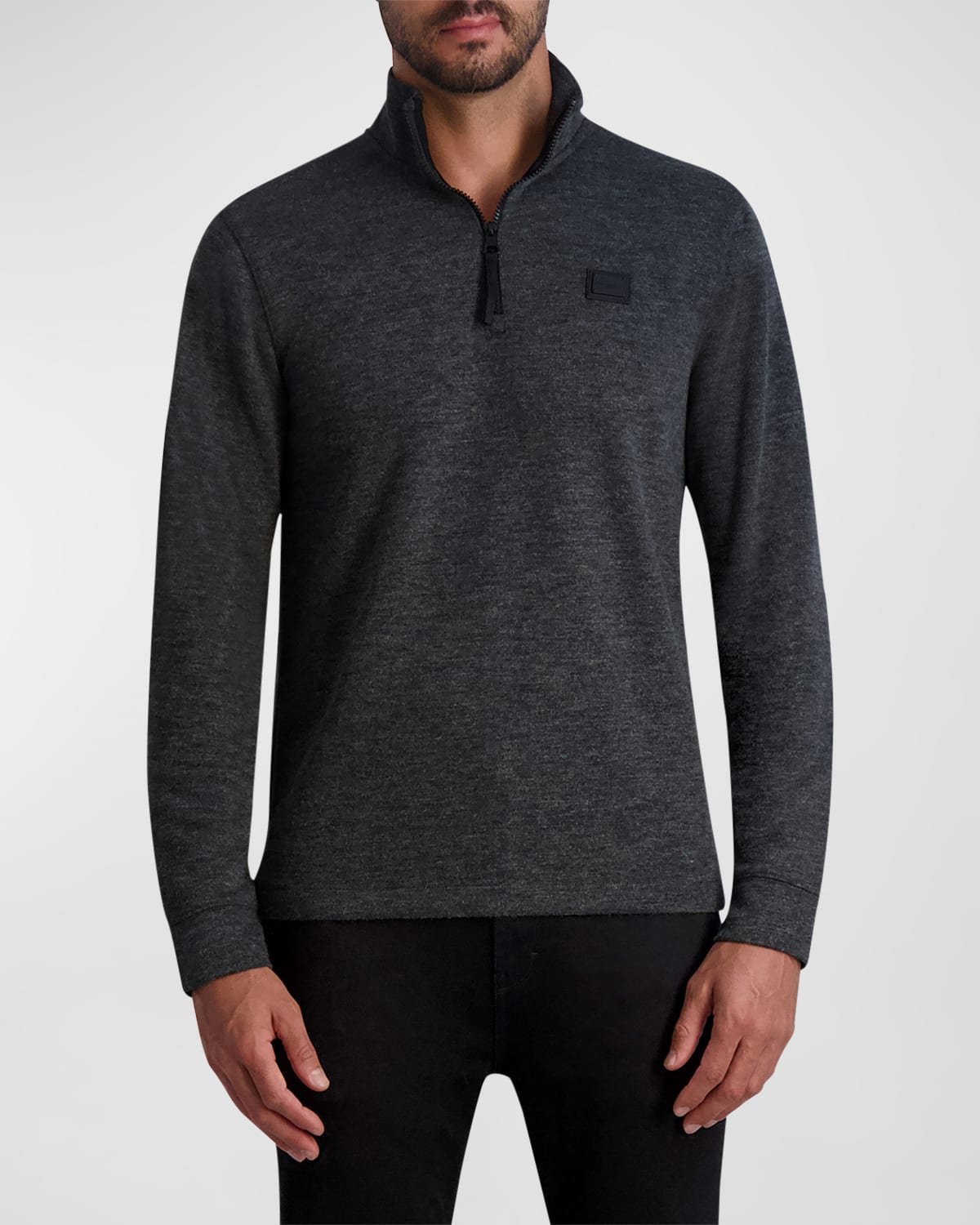 Shop Karl Lagerfeld Men's Brushed Quarter-zip Sweater In Grey