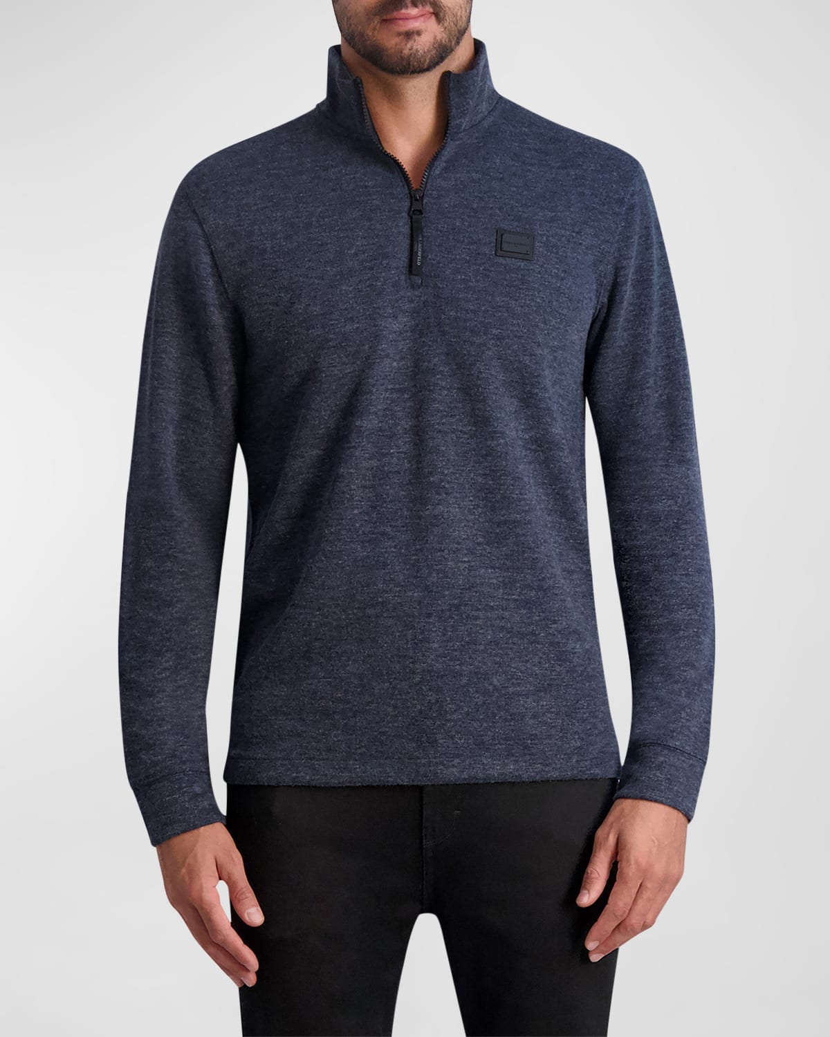 Shop Karl Lagerfeld Men's Brushed Quarter-zip Sweater In Navy