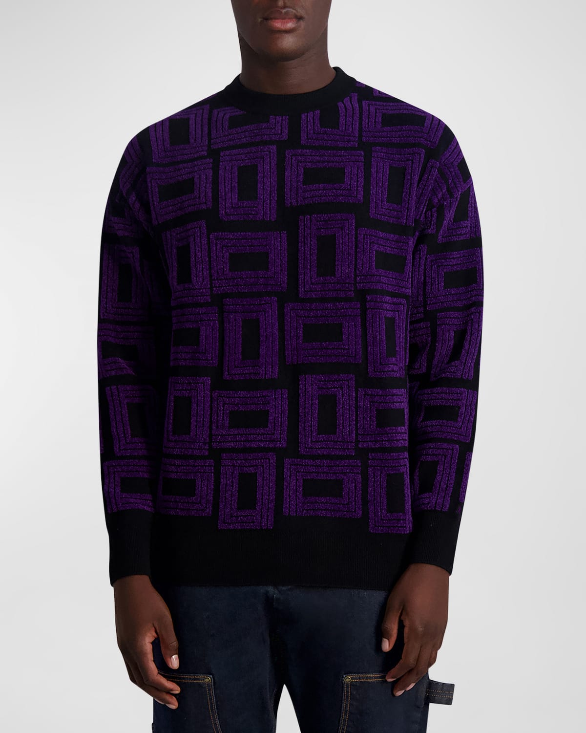 Shop Karl Lagerfeld Men's Geometric Textured Sweater In Black