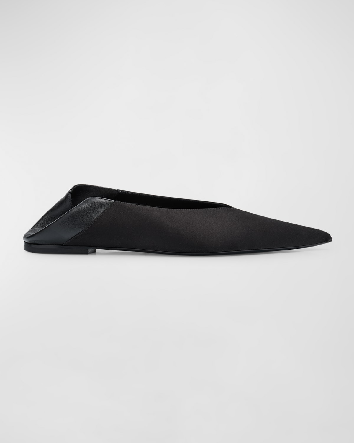 Saint Laurent Nour Pointed-toe Leather Mules In Black