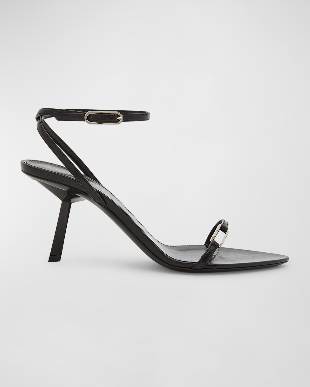 Shop Saint Laurent Kitty Leather Ankle-strap Sandals In Black