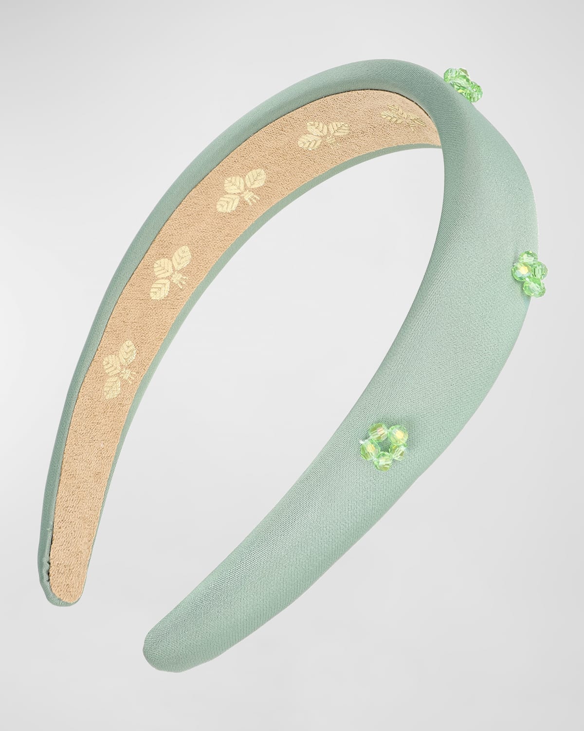 L Erickson Gracie Beaded Satin Headband In Sage