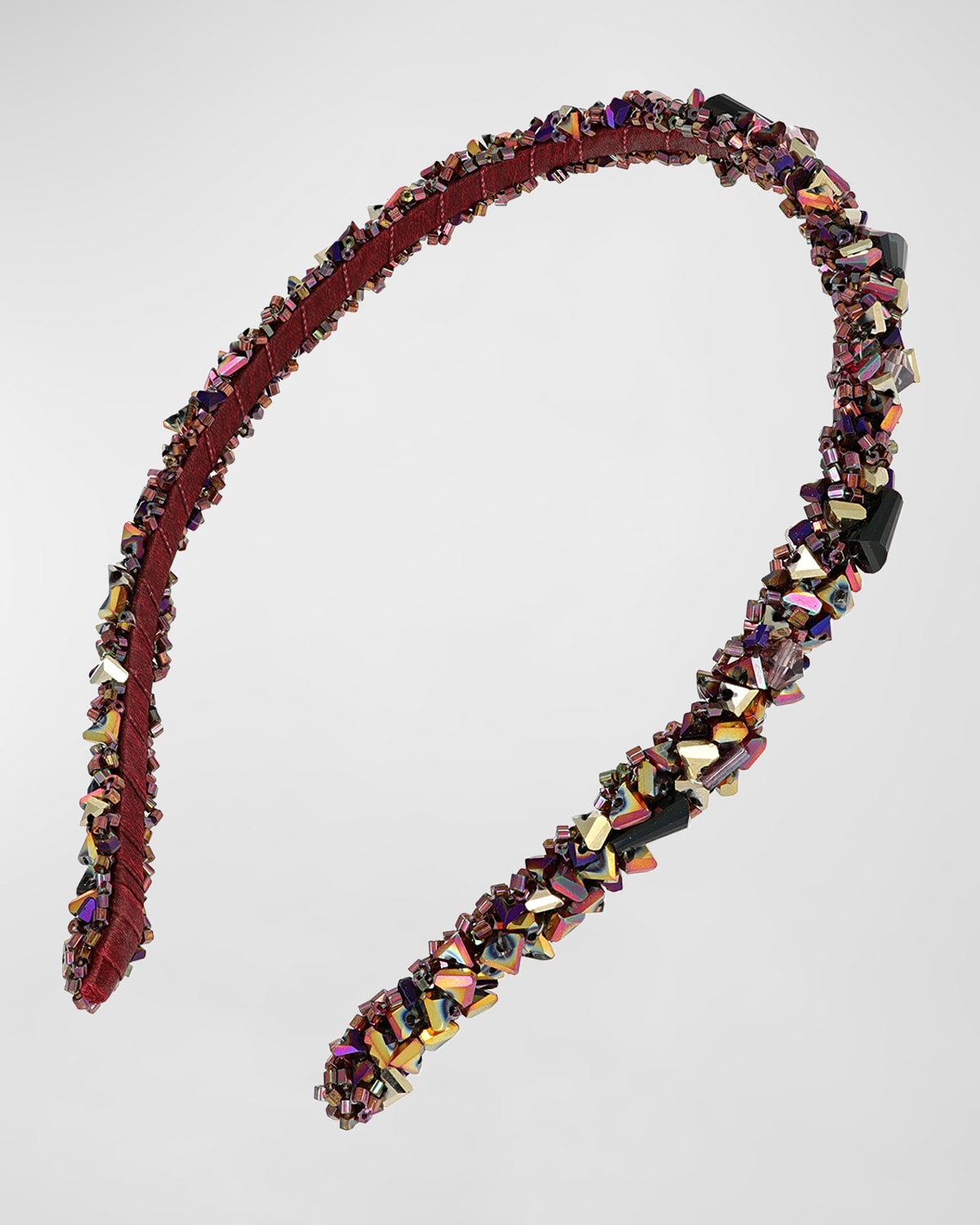 L Erickson Luisa Beaded Headband In Beetroot