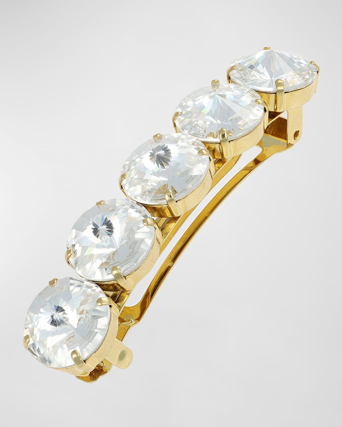 L Erickson Rock Star Crystal French Barrette In Crystal/gold