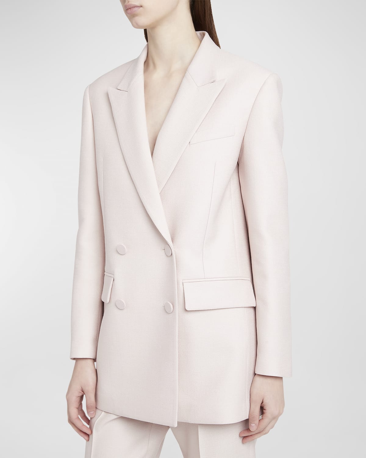 Shop Valentino Oversize Wool-blend Blazer Jacket In Mauve