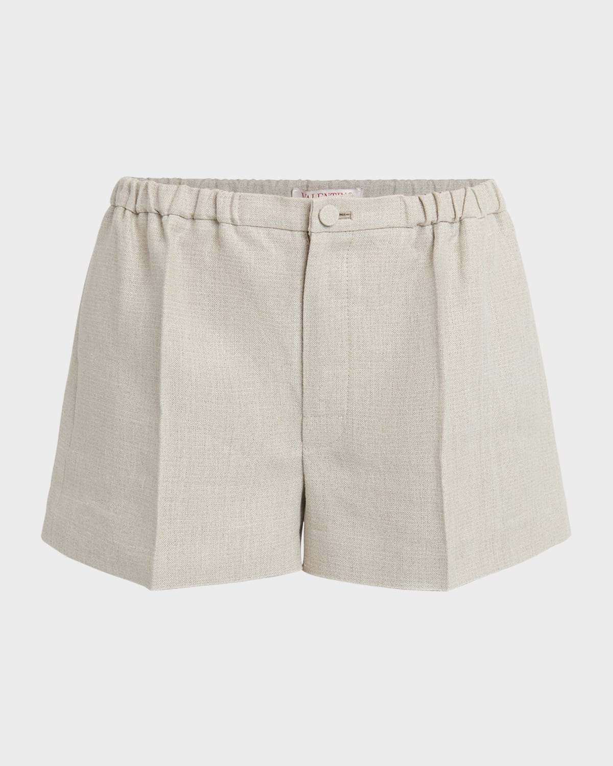 Valentino Linen Shorts With Button Detail In Neutral