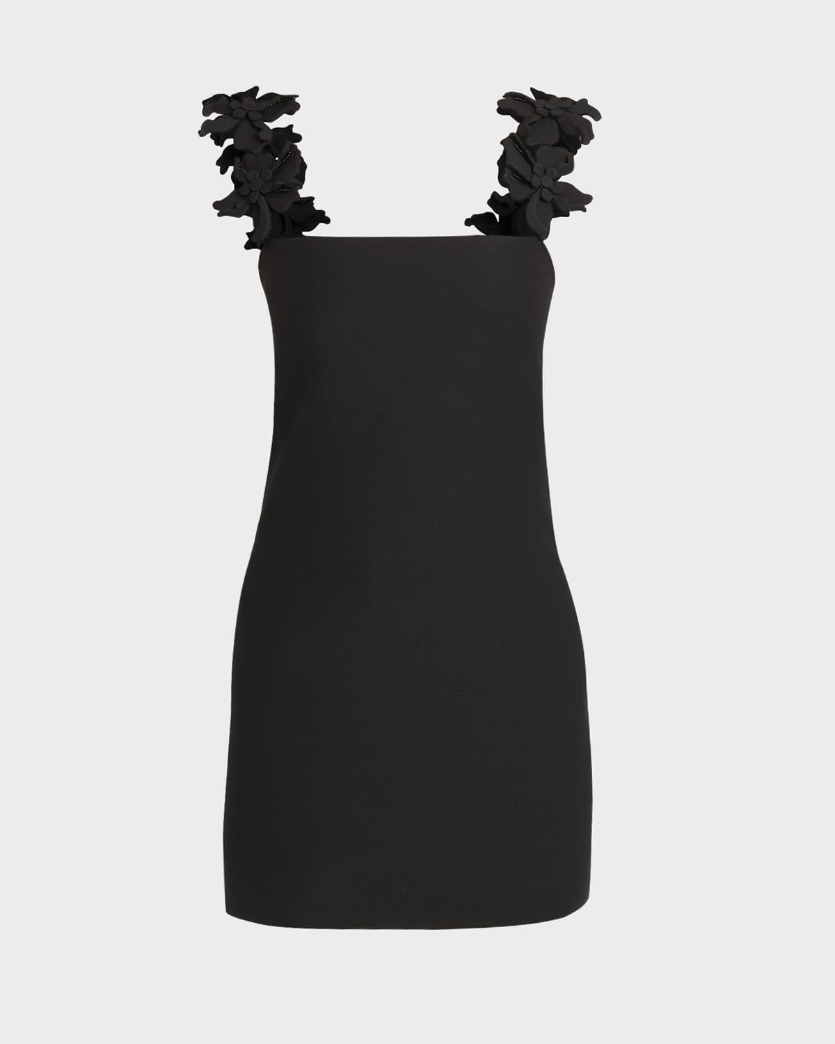 Valentino Crepe Couture Embroidered Minidress In Black