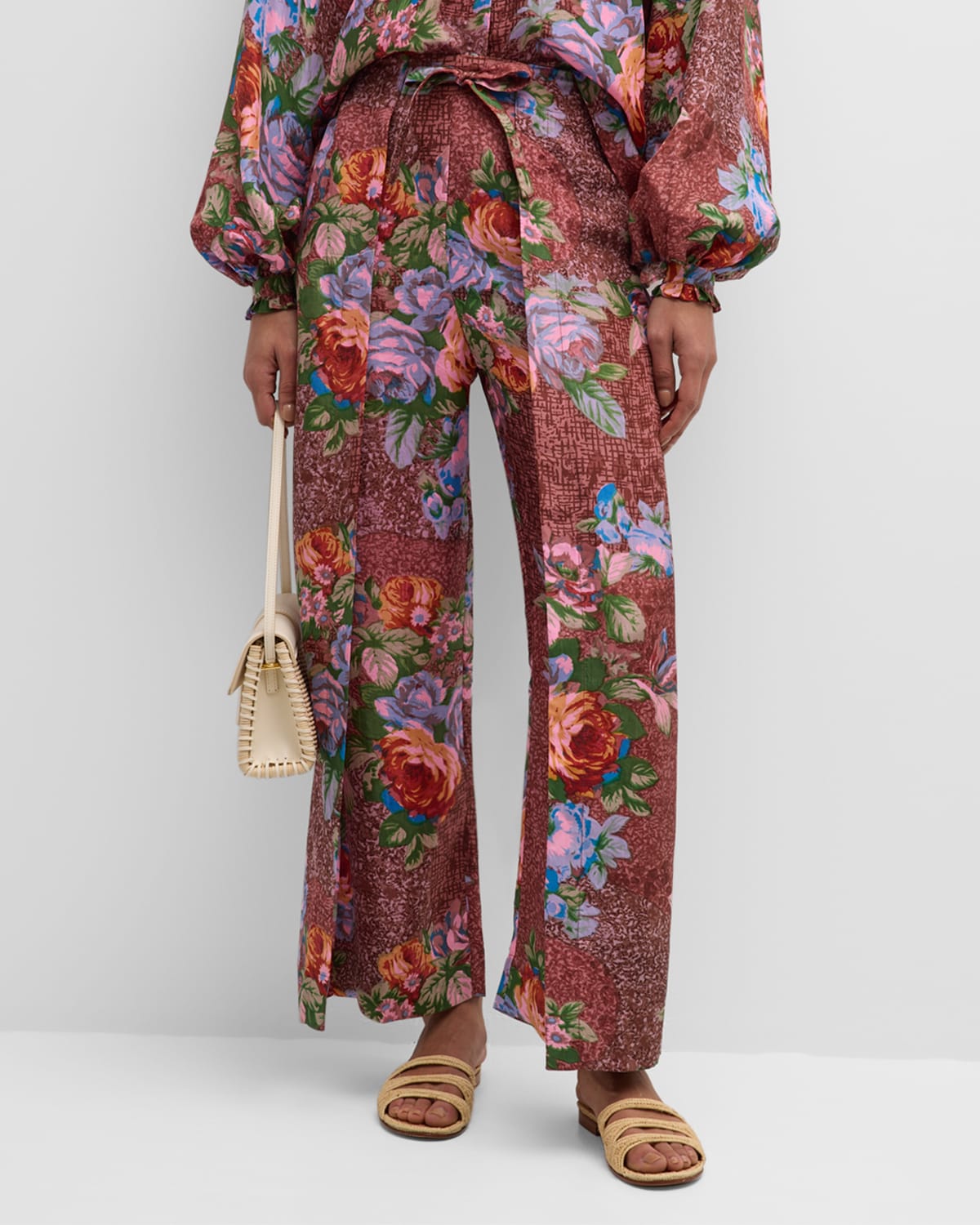 Bonnie Wine and Rose Silk Wrap Pants