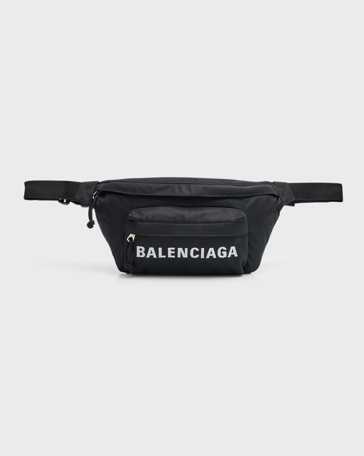 Shop Balenciaga Men's Wheel Nylon Logo Belt Bag In 1000 Black/black