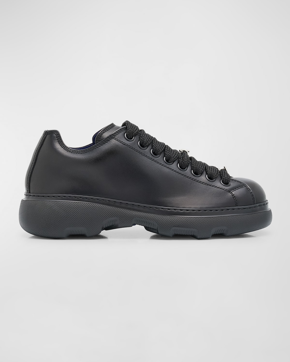 Shop Burberry Men's Ranger Leather Low-top Sneakers In Black