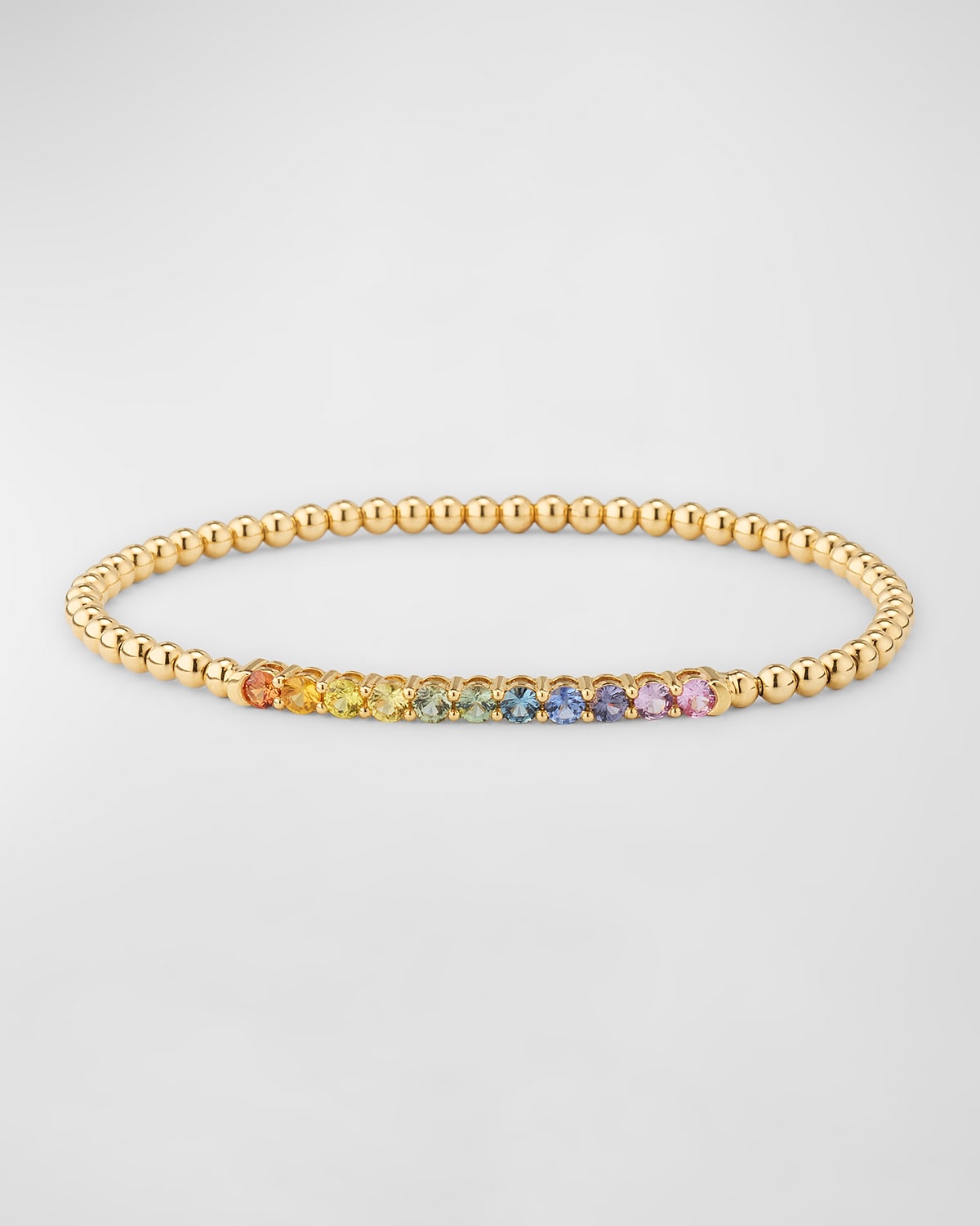 Rainbow 18K Yellow Gold Sapphire Stretch Bracelet