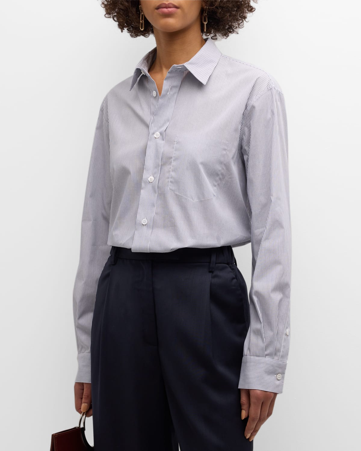 Shop We-ar4 Inside Out Shirt In Grey Pinstripe