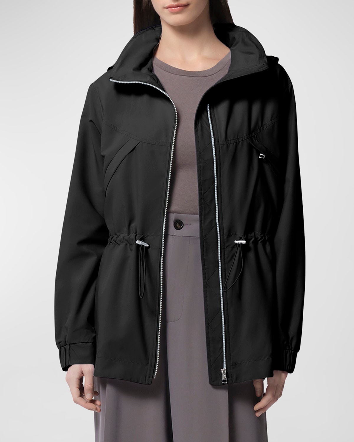 Soia & Kyo Hooded Rain Jacket In Black