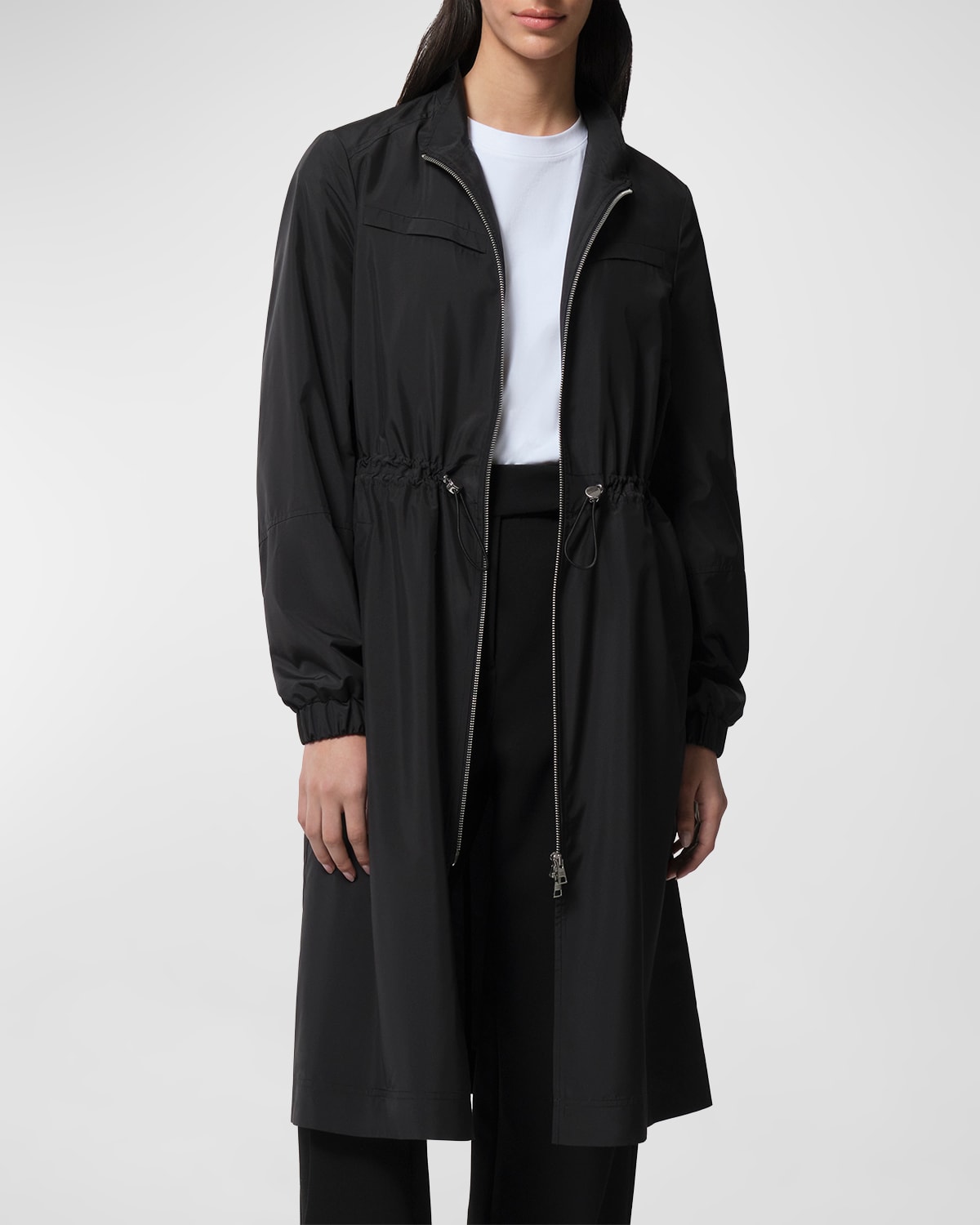 Soia & Kyo Ultra-light Water-repellent Packable Trench Coat In Black