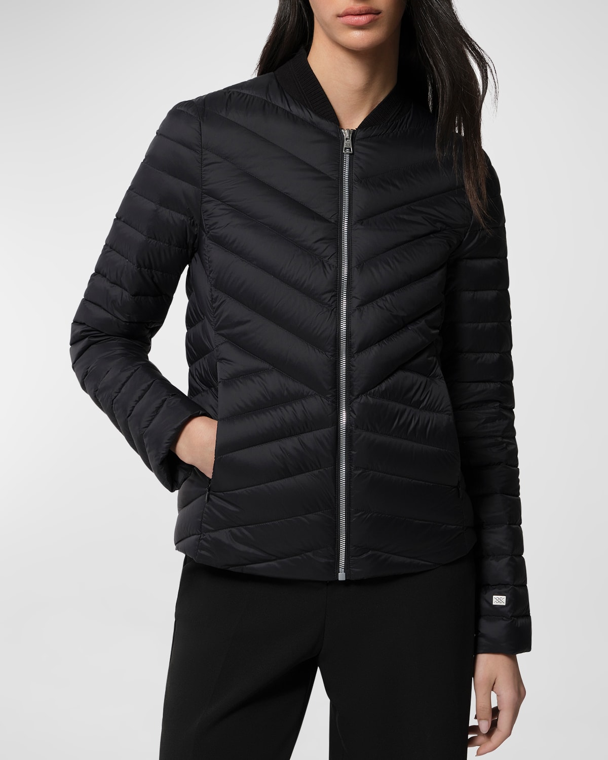 Soia & Kyo Chevron-quilted Lightweight Down Jacket In Black