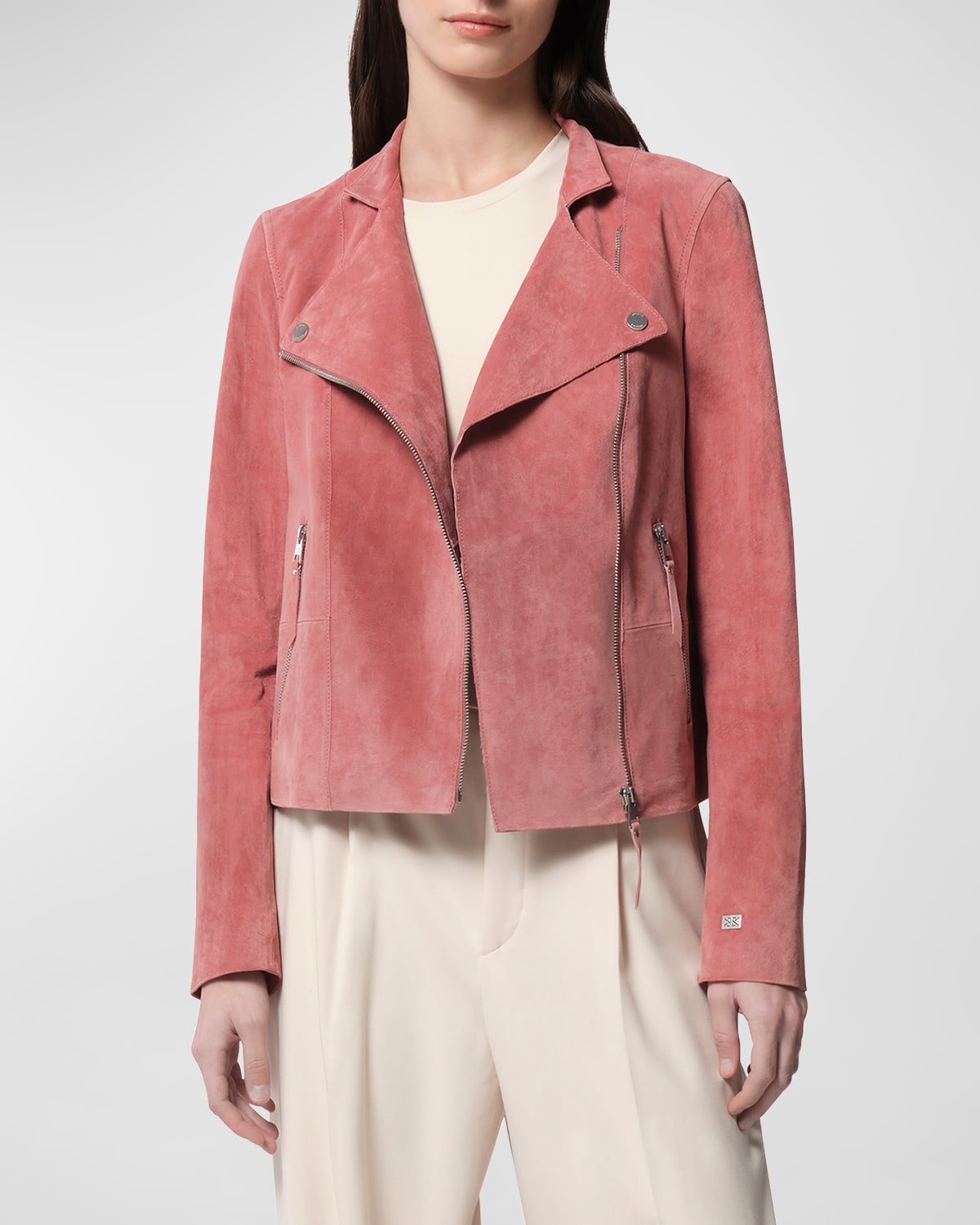 Soia & Kyo Suede Moto Jacket In Rosewood