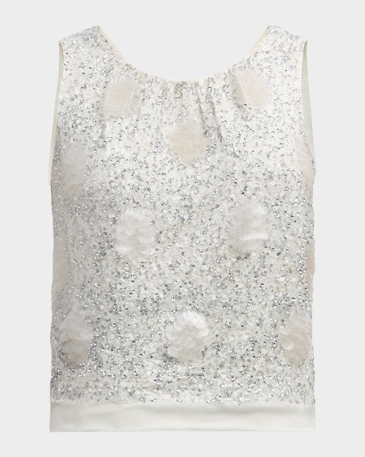 Polka-Dot Sequin Embellished Sleeveless Top